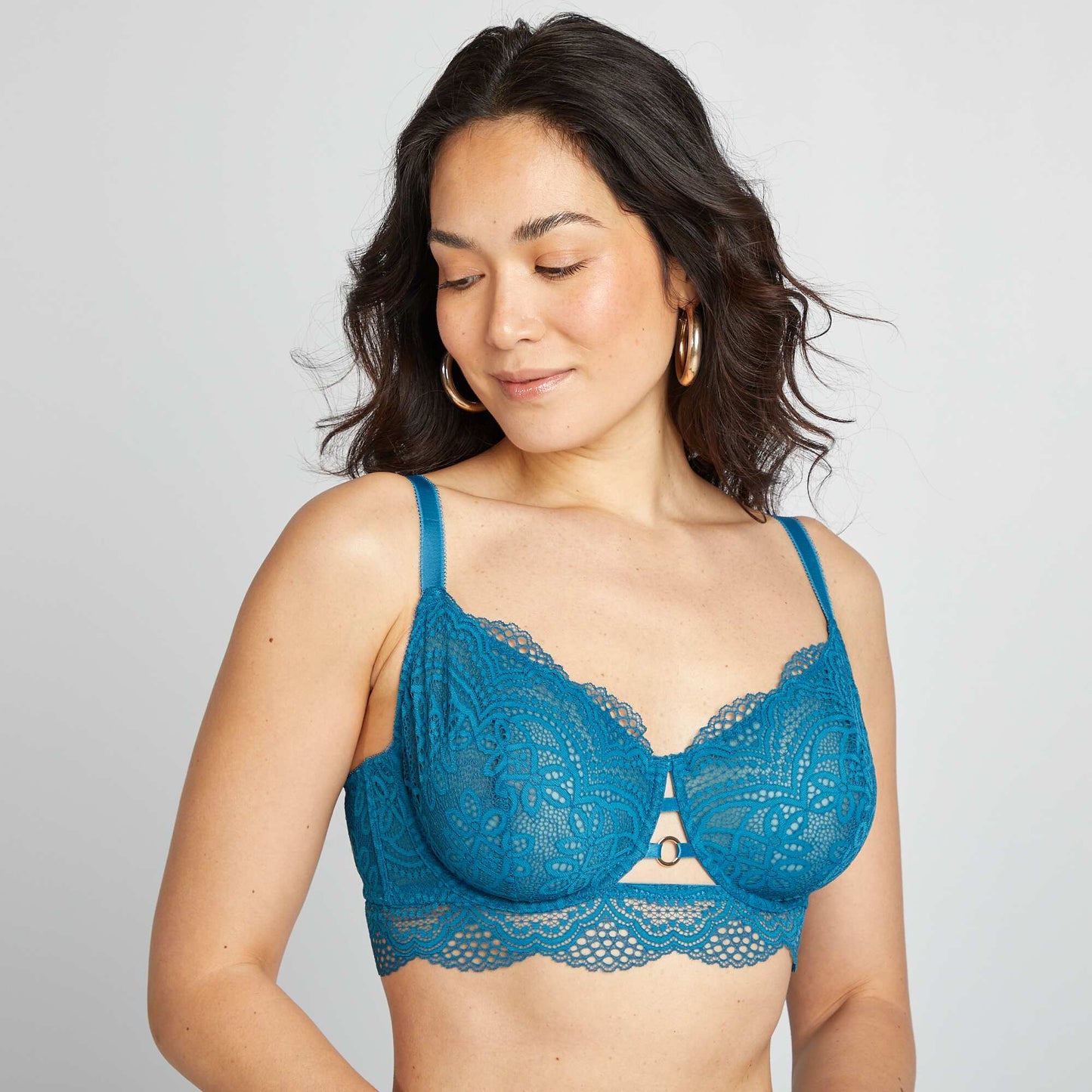 Lace bra for D & E cups BLUE