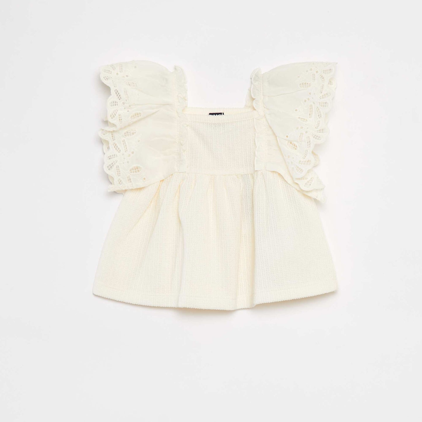 Loose-fit T-shirt with short sleeves with broderie anglaise WHITE