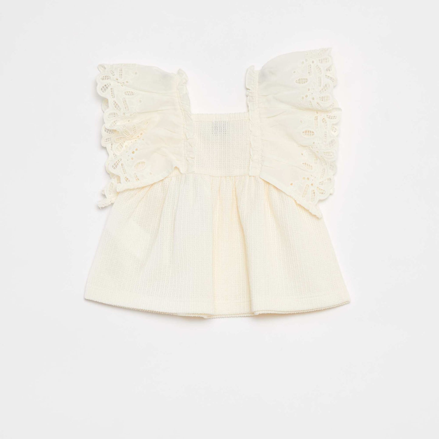 Loose-fit T-shirt with short sleeves with broderie anglaise WHITE