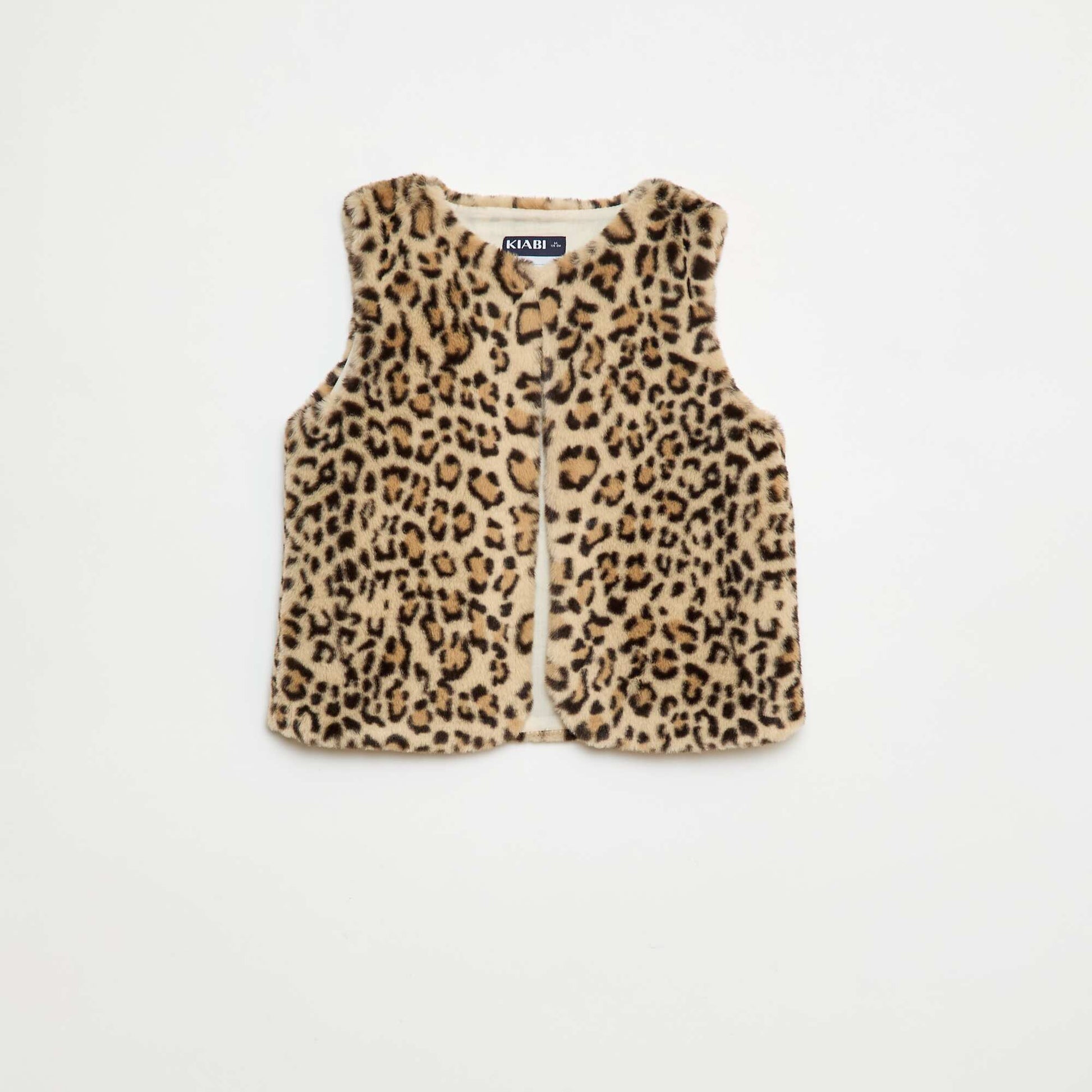 Sleeveless Faux Fur Vest BEIGE