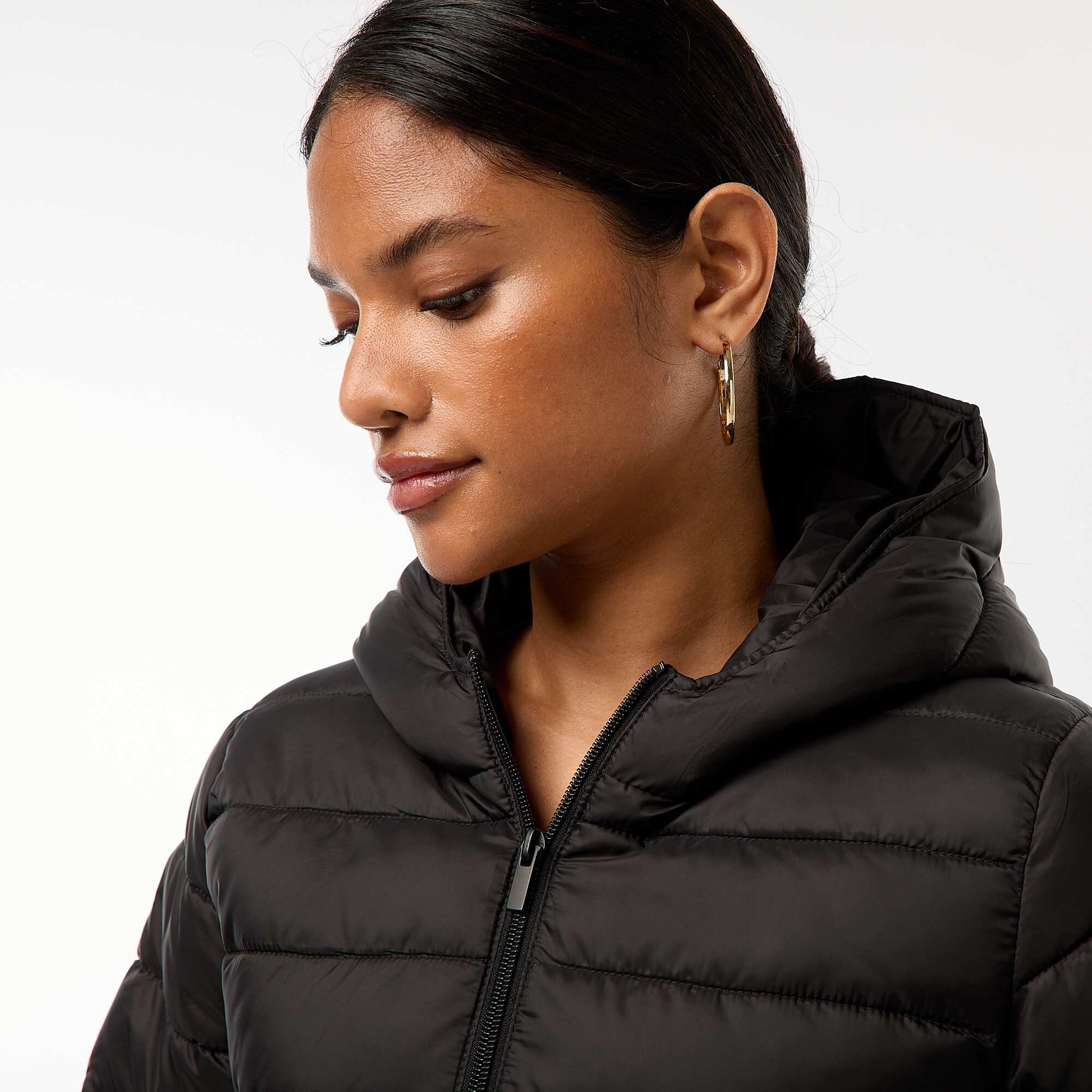 Lightweight Hooded Padded Jacket BLACK
