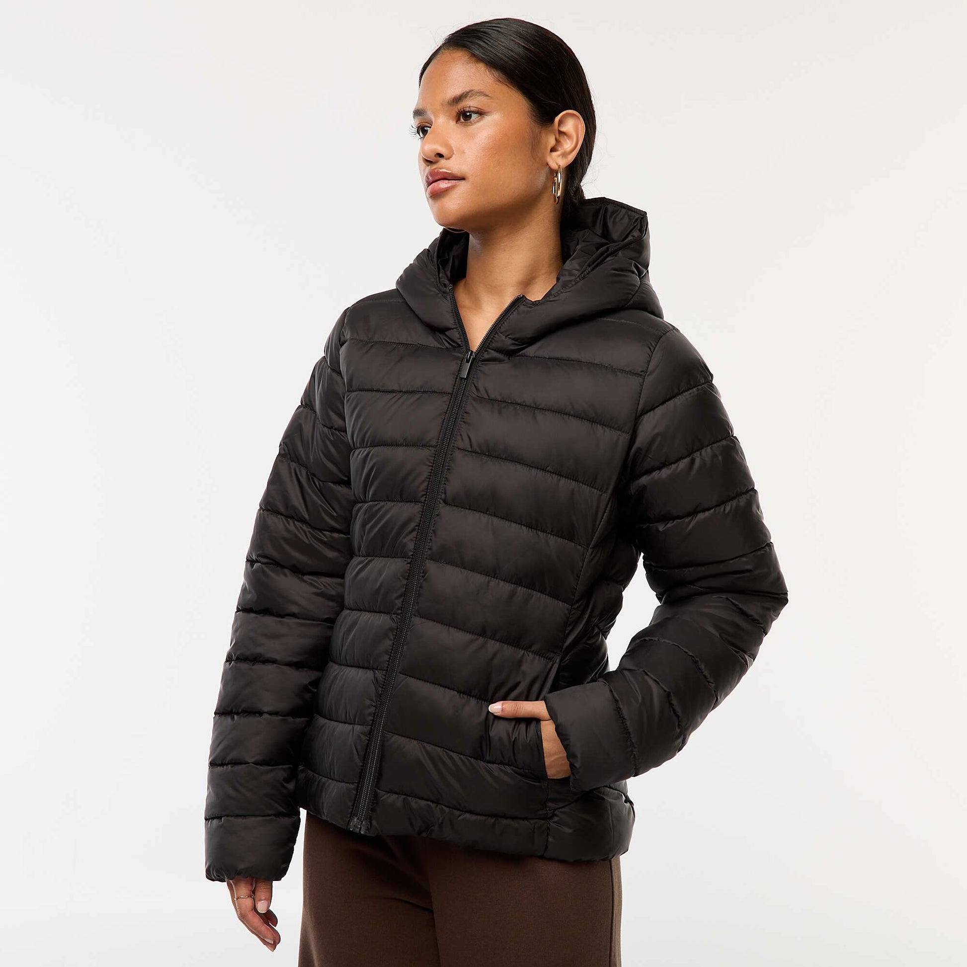Lightweight Hooded Padded Jacket BLACK