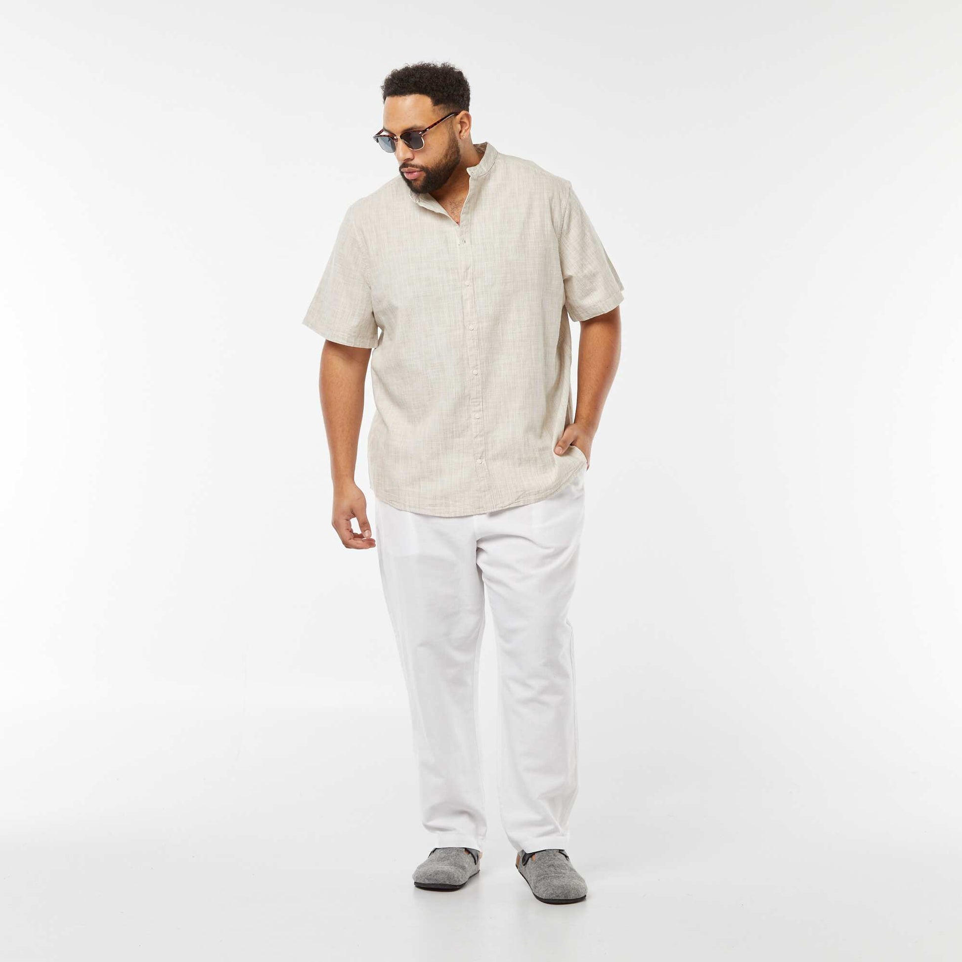 Regular-fit striped shirt BEIGE