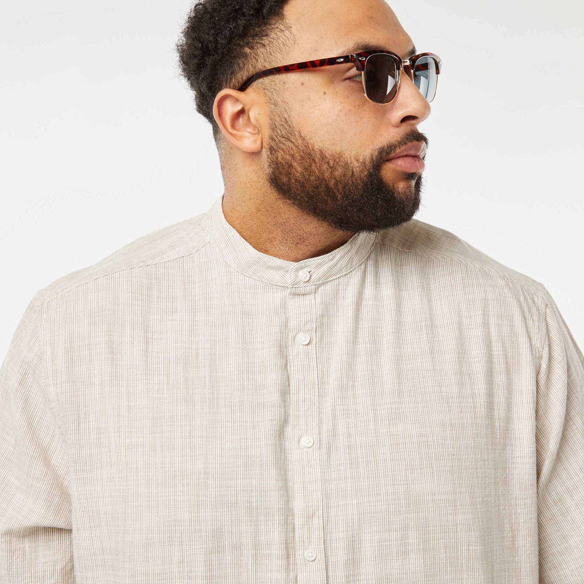 Regular-fit striped shirt BEIGE