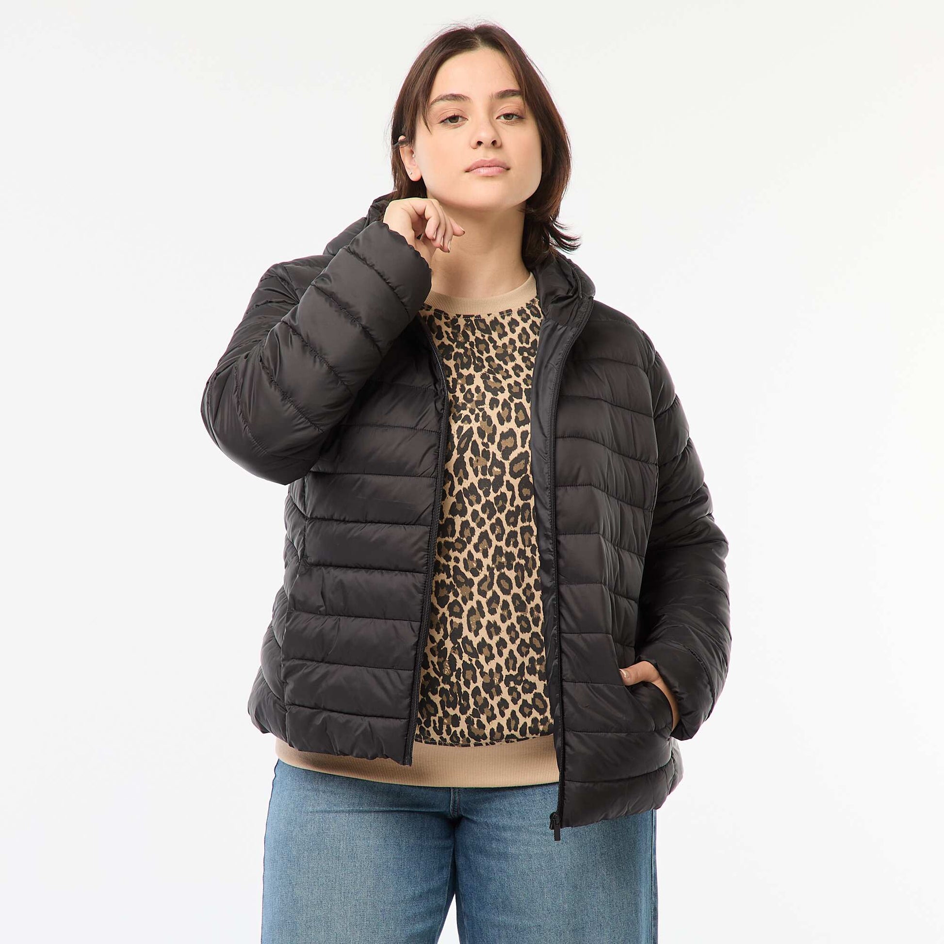 Showerproof quilted padded jacket BLACK