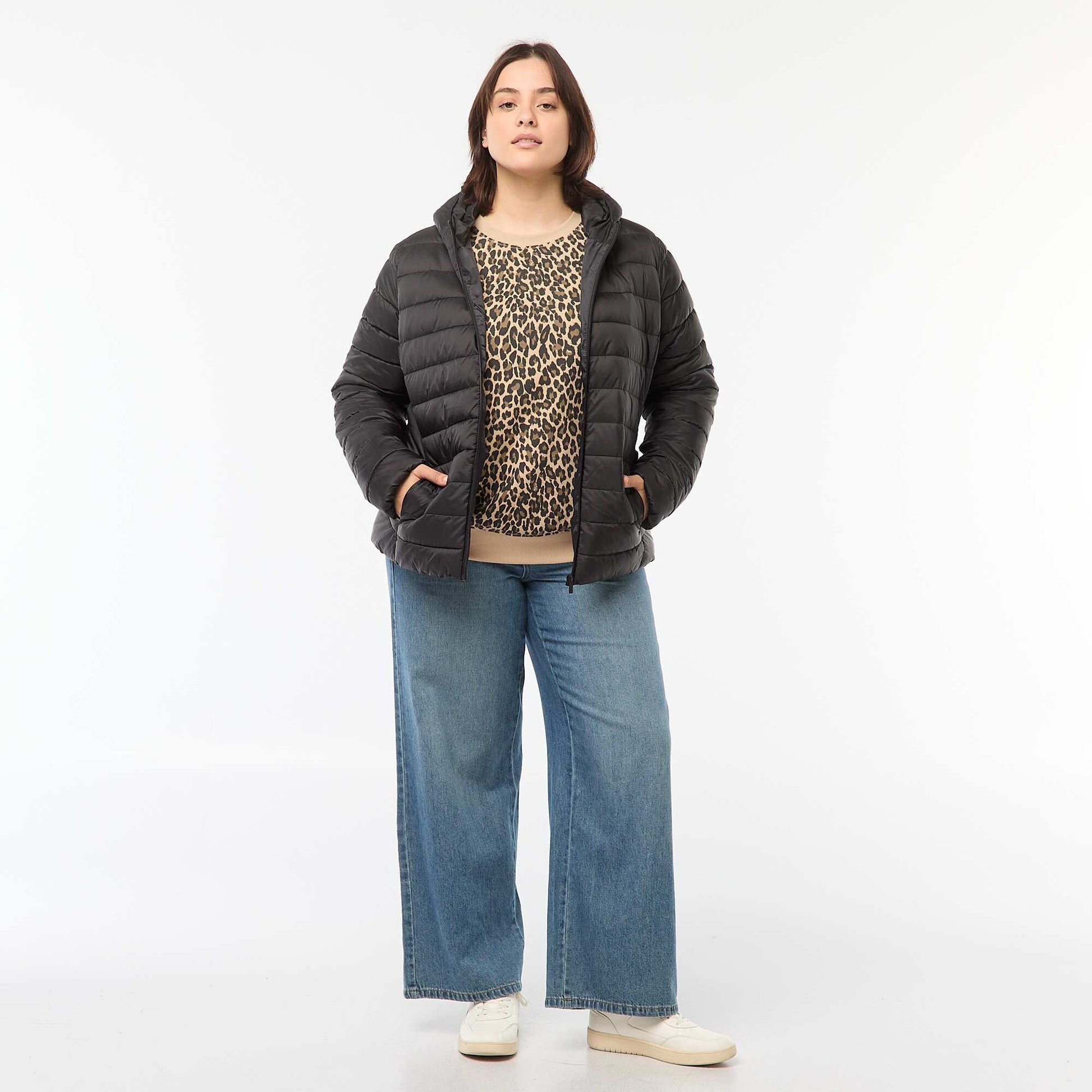 Showerproof quilted padded jacket BLACK