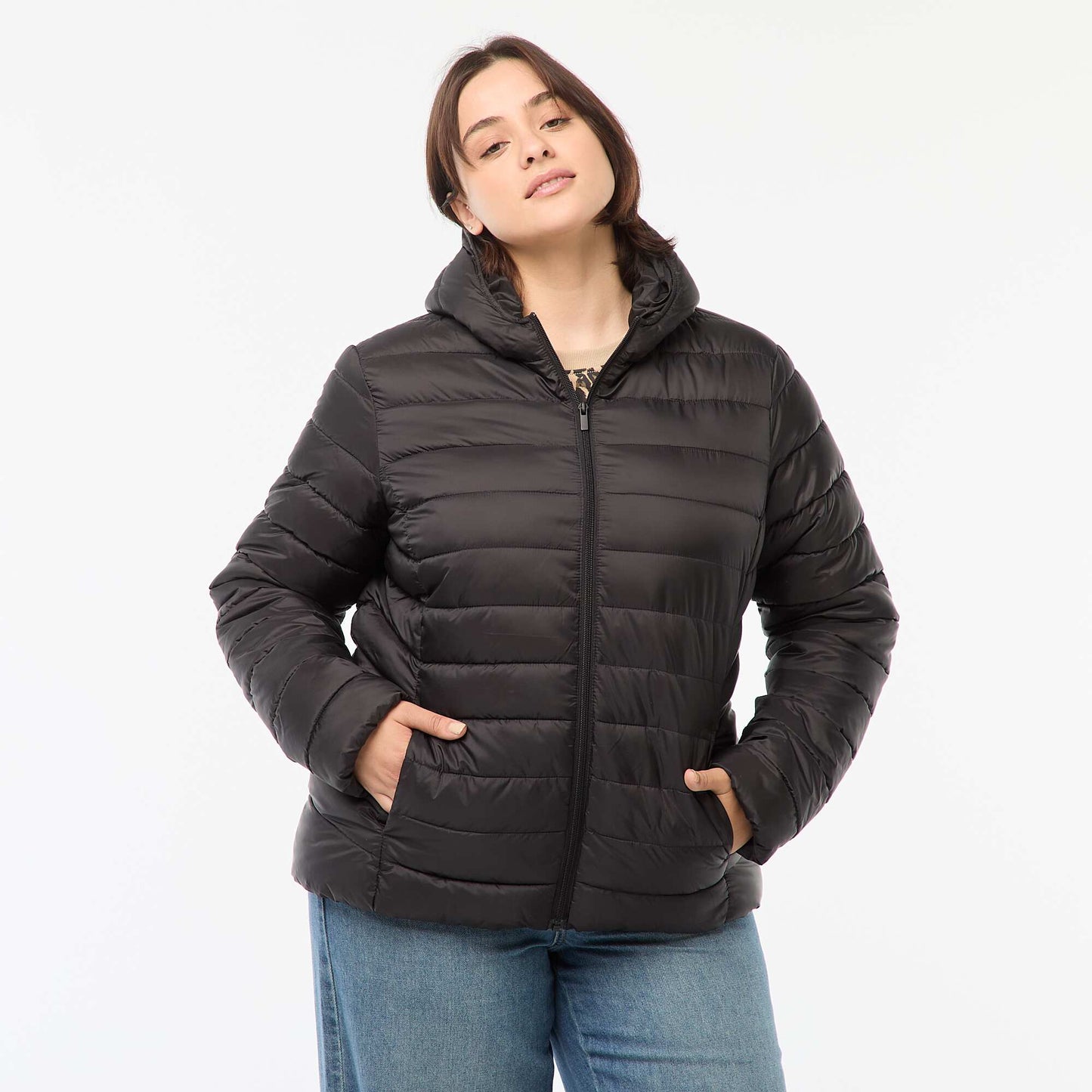 Showerproof quilted padded jacket BLACK