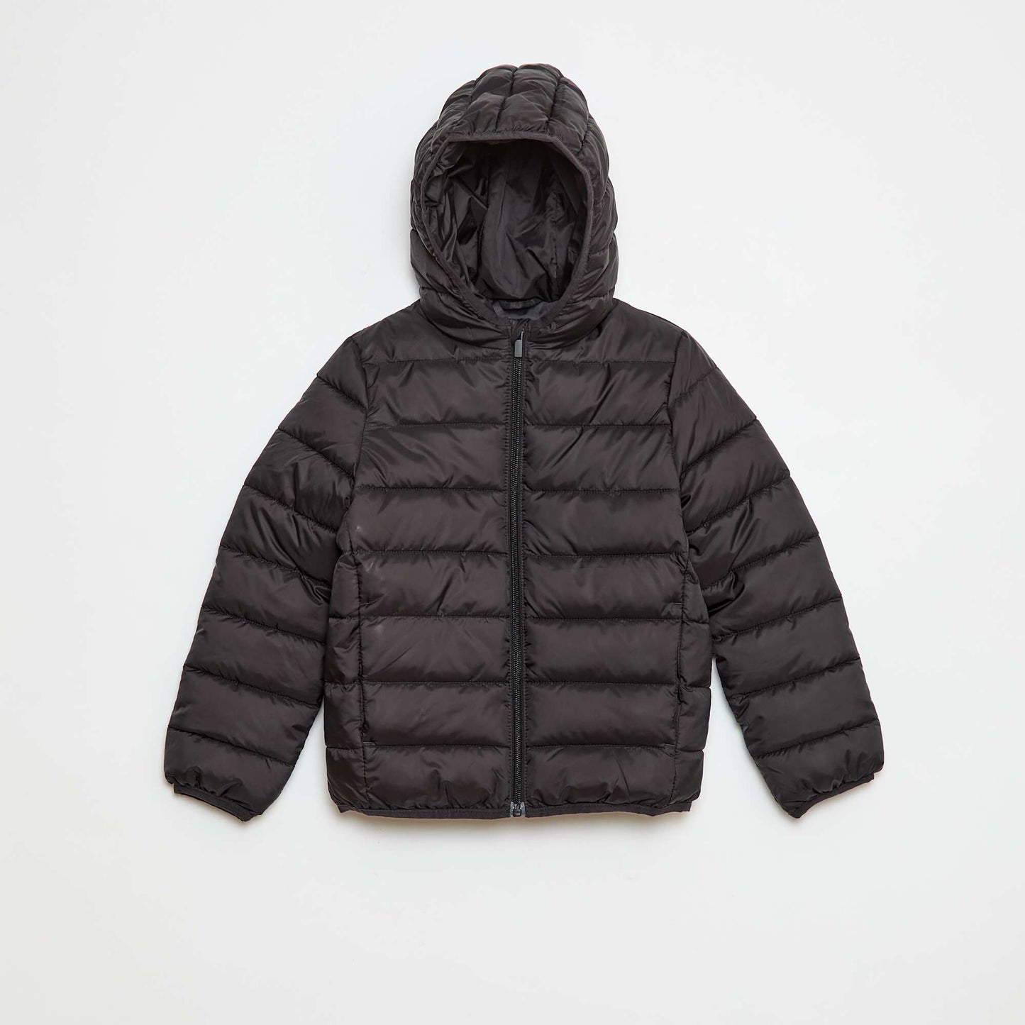 Lightweight Padded Jacket with Hood BLACK