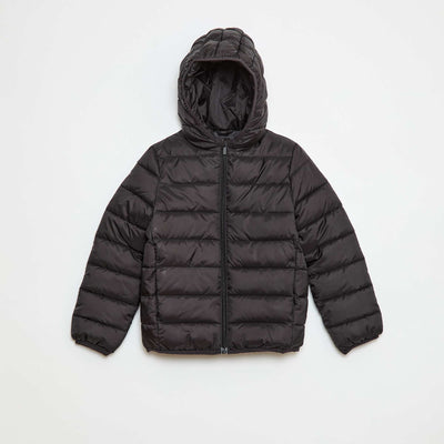 Lightweight Padded Jacket with Hood BLACK