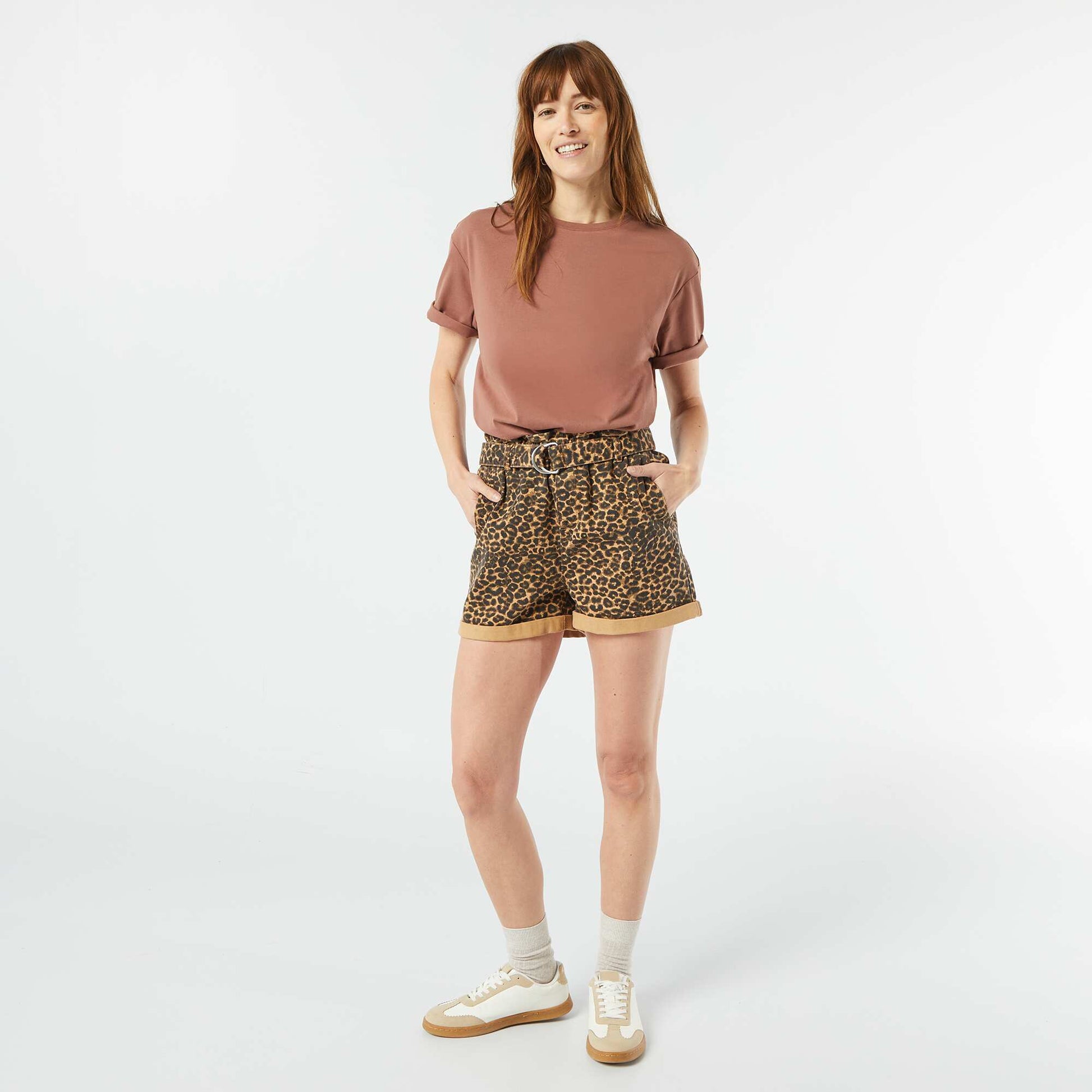 Paperbag shorts with belt BEIGE