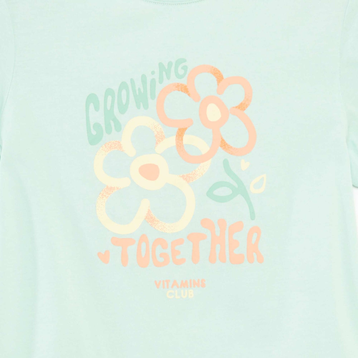 Short-sleeved printed T-shirt with round neck GREEN