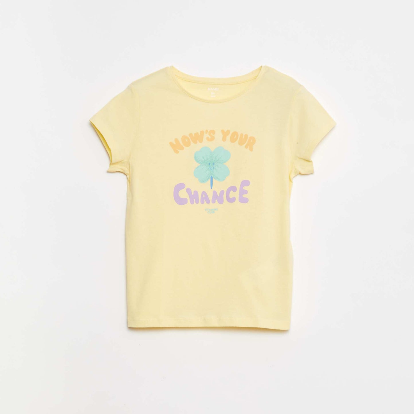 Short-sleeved printed T-shirt with round neck YELLOW