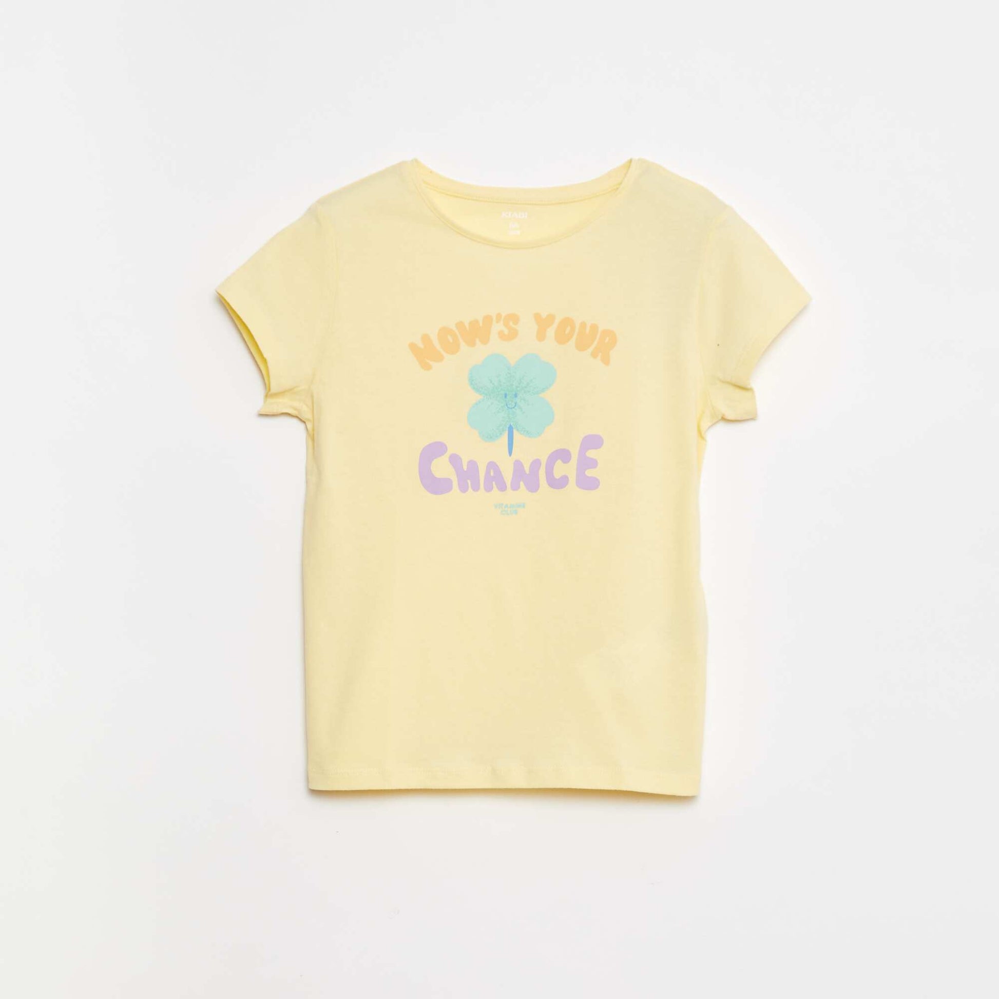 Short-sleeved printed T-shirt with round neck YELLOW