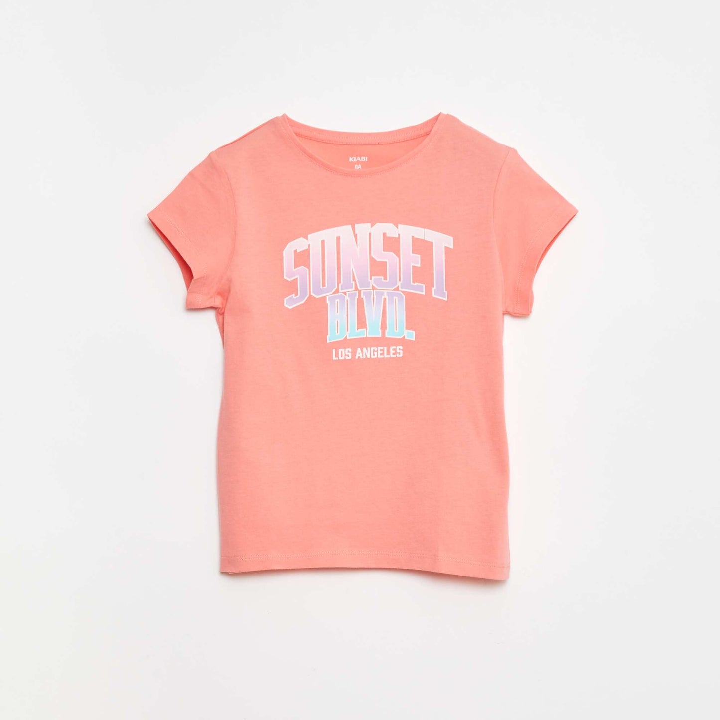 Short-sleeved printed T-shirt with round neck PINK