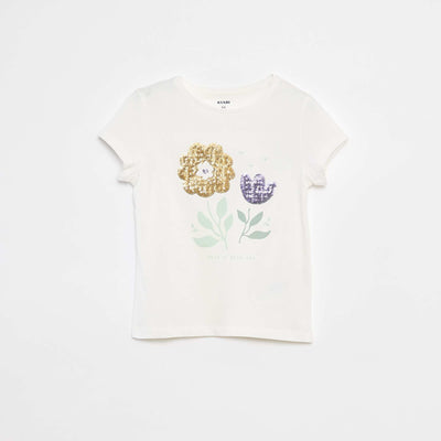 T-shirt with printed design WHITE