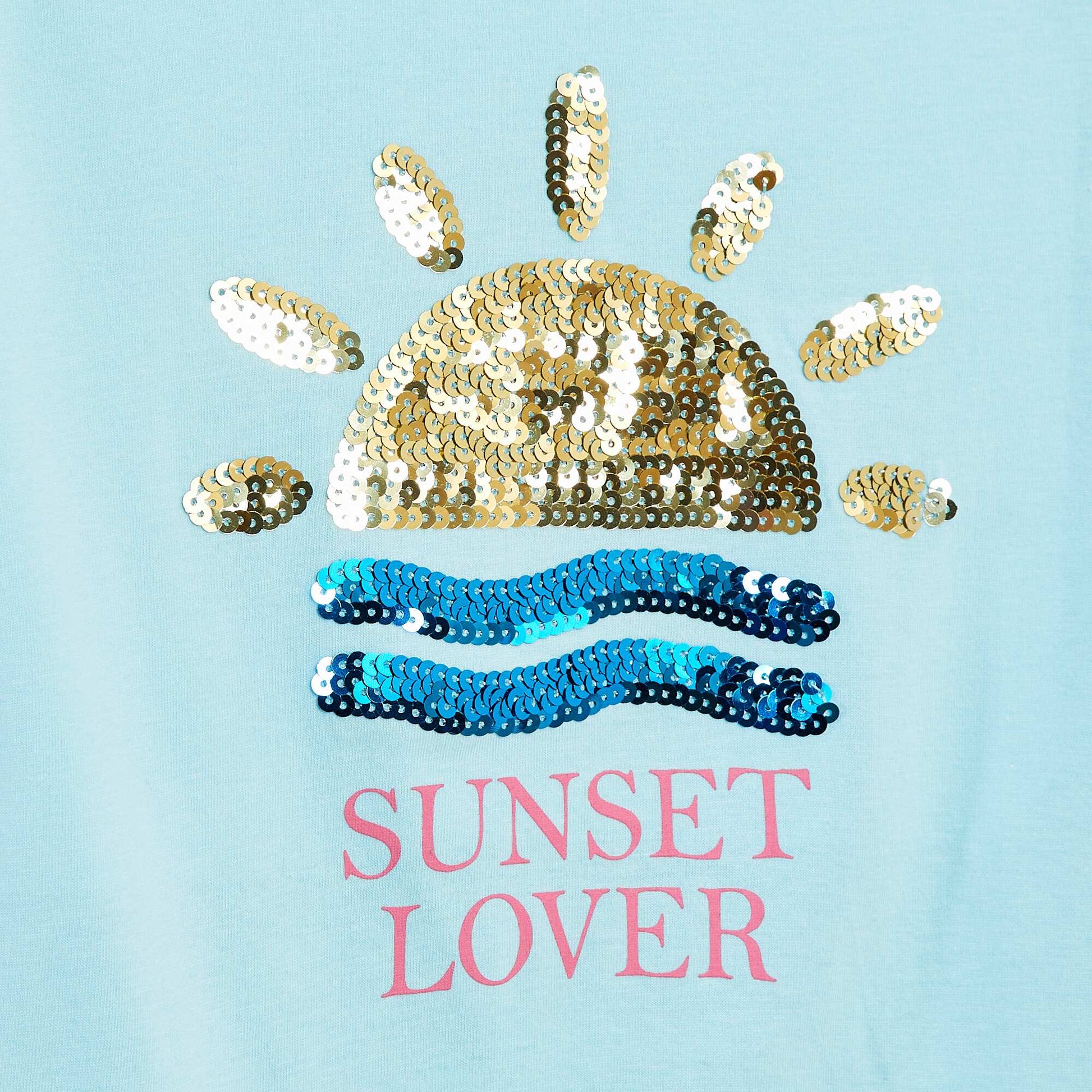 Short-sleeved animated print T-shirt BLUE
