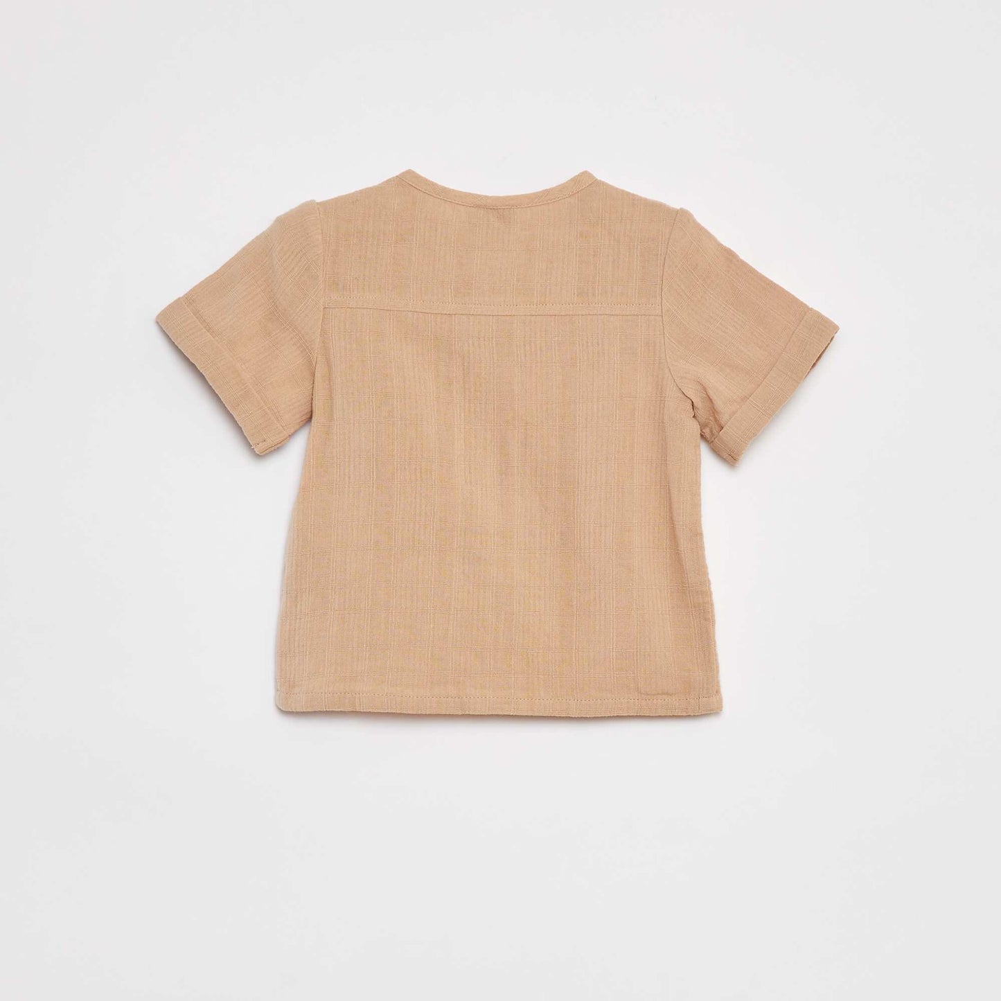 Short-sleeved cotton gauze shirt BEIGE
