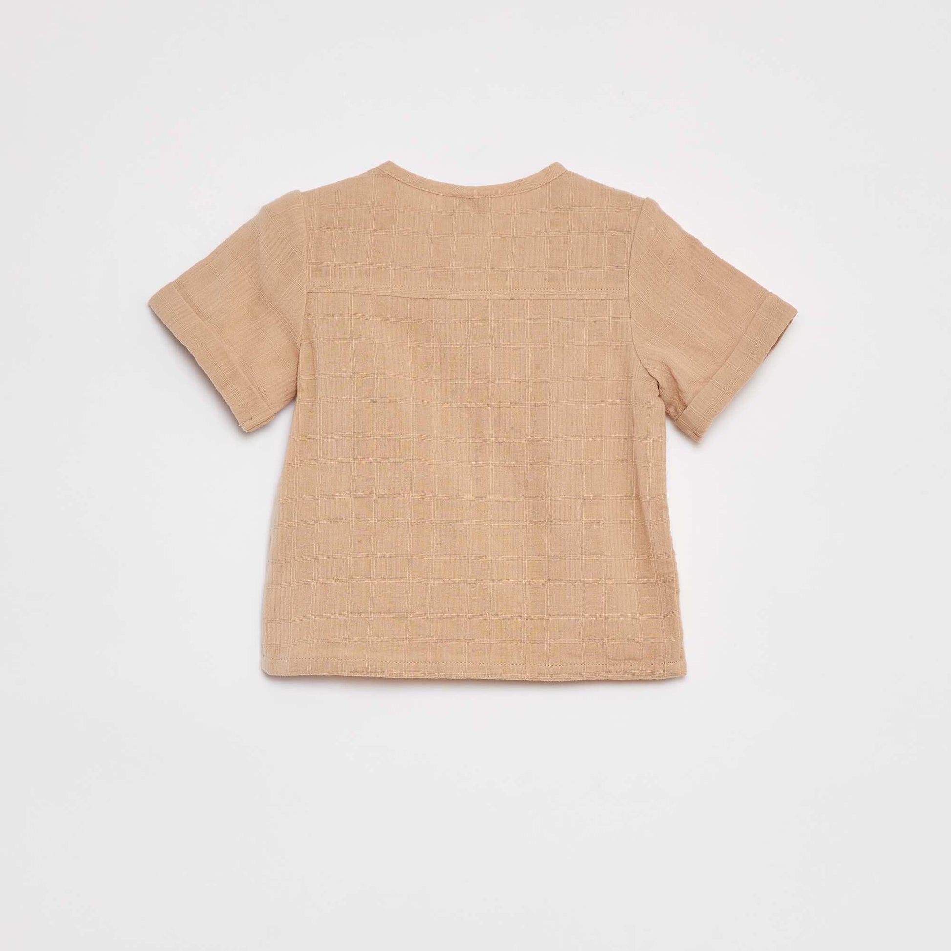 Short-sleeved cotton gauze shirt BEIGE
