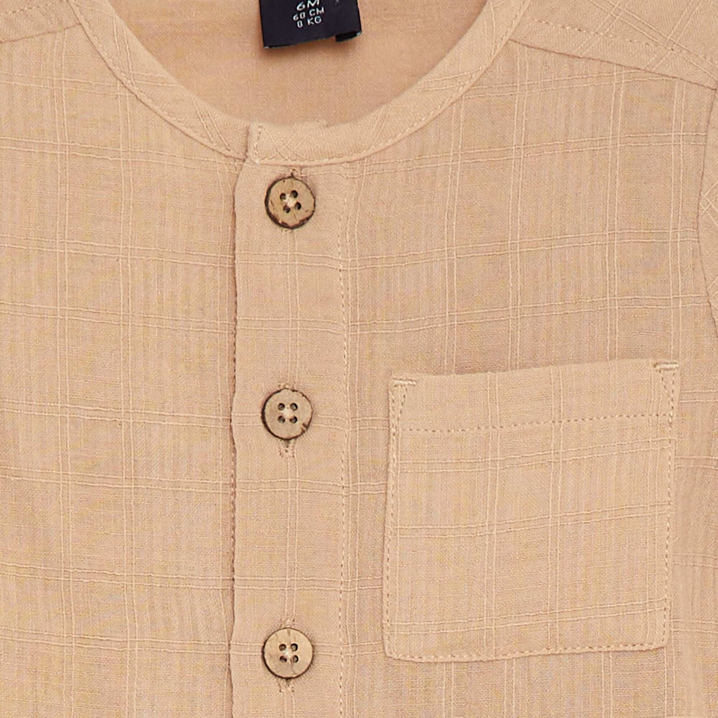 Short-sleeved cotton gauze shirt BEIGE