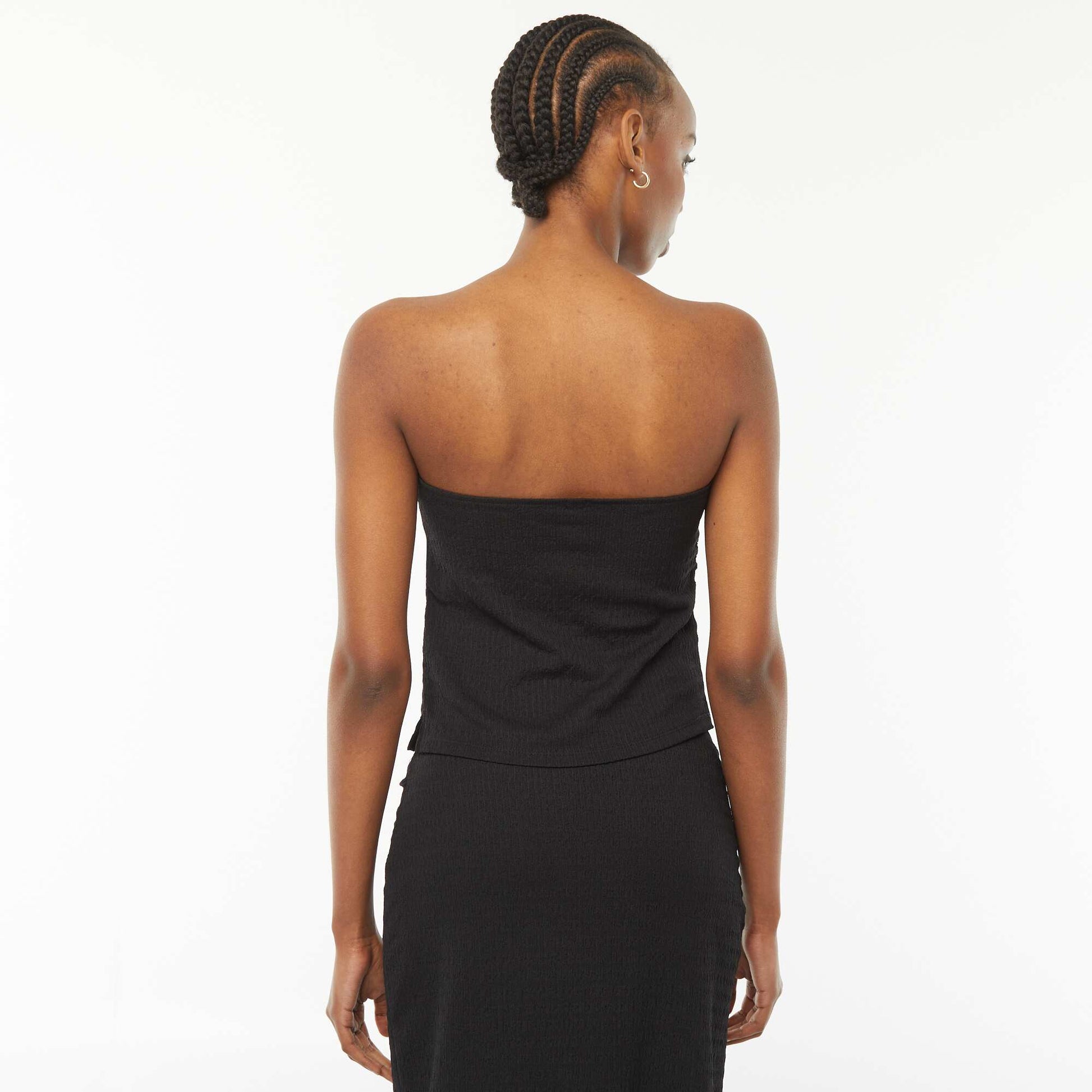 Plain crepe bandeau top BLACK
