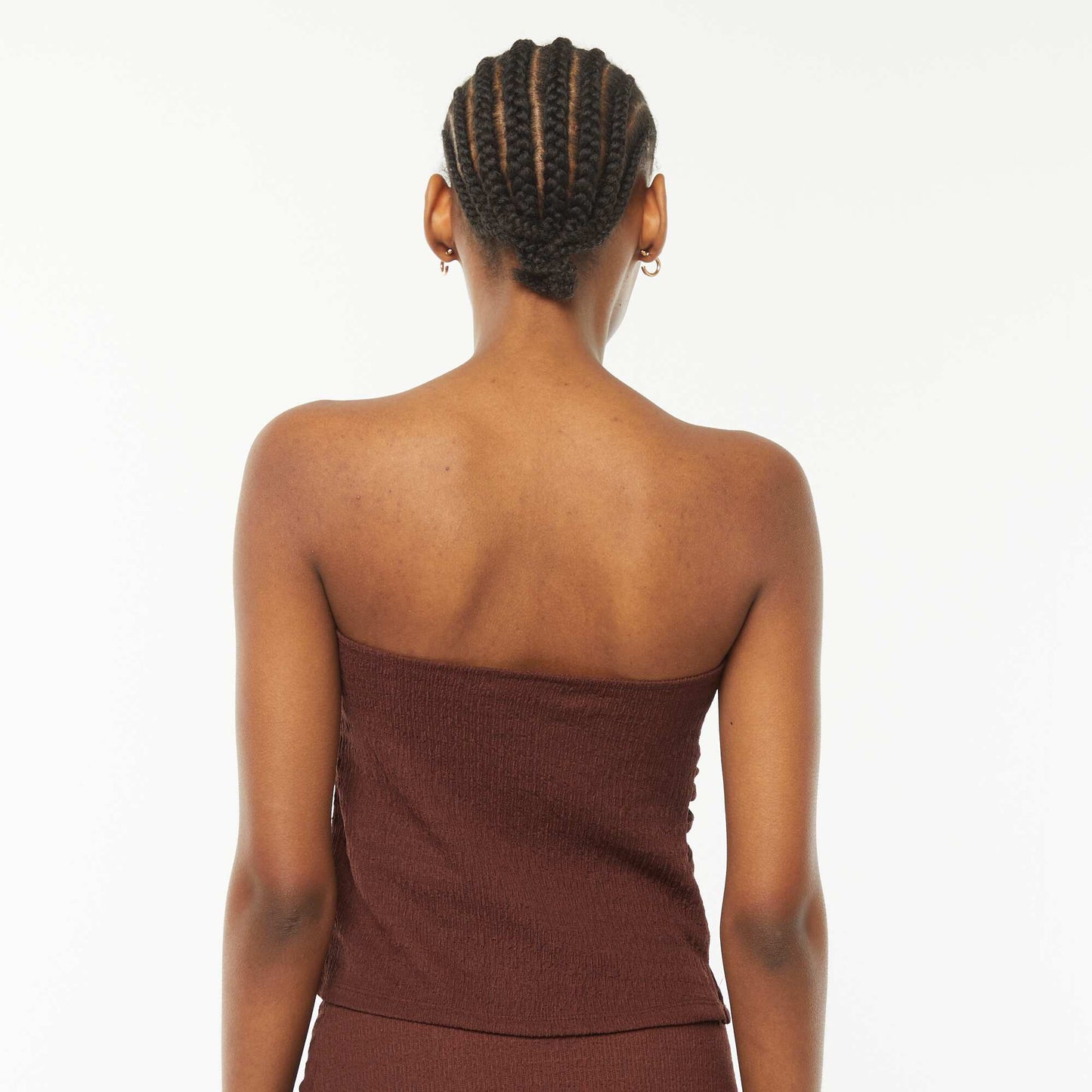 Plain crepe bandeau top BROWN