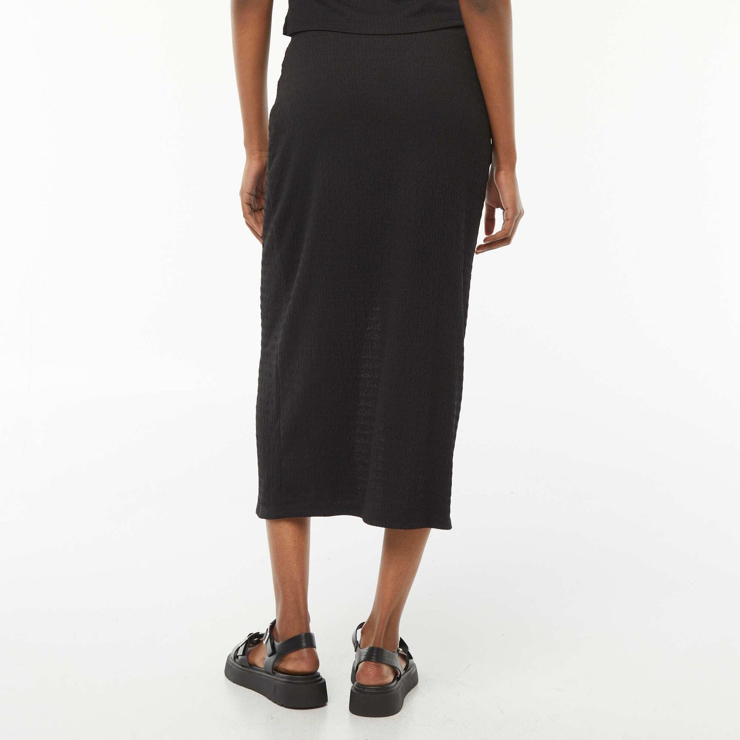 Long plain crepe skirt BLACK
