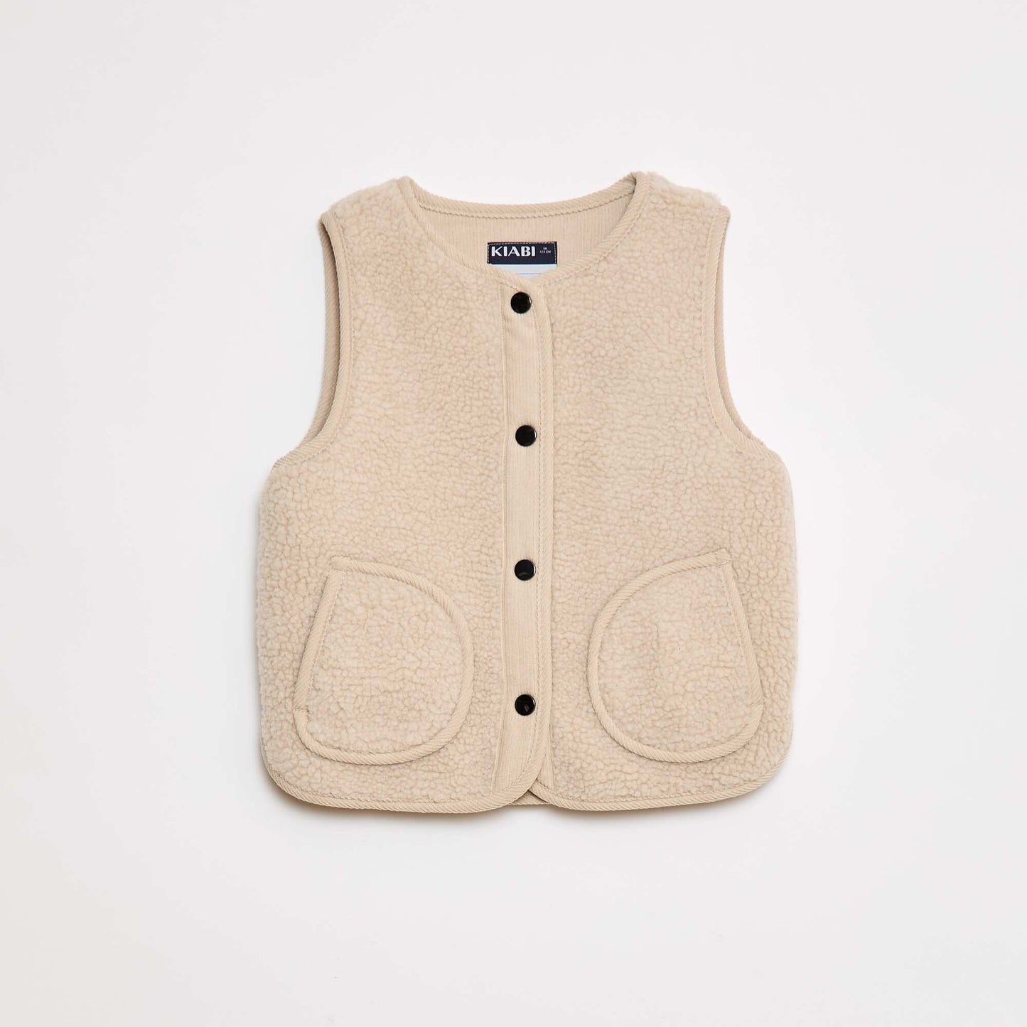 Sleeveless Shearling Effect Vest BEIGE