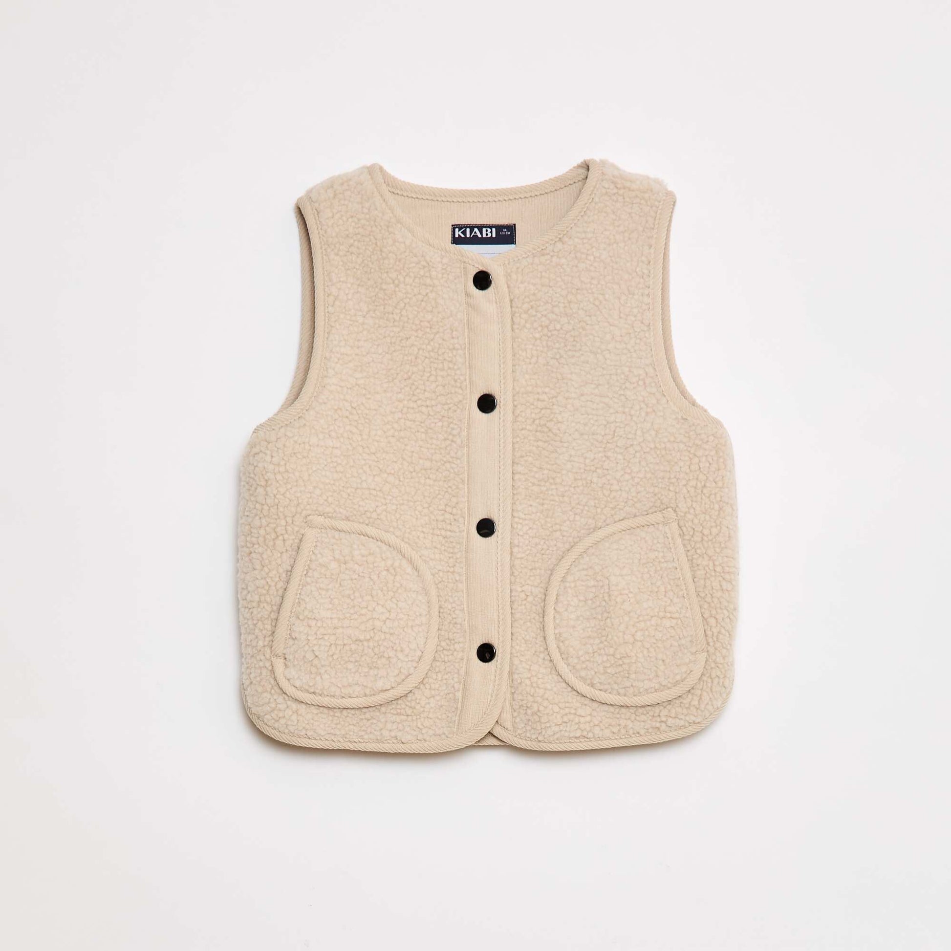 Sleeveless Shearling Effect Vest BEIGE