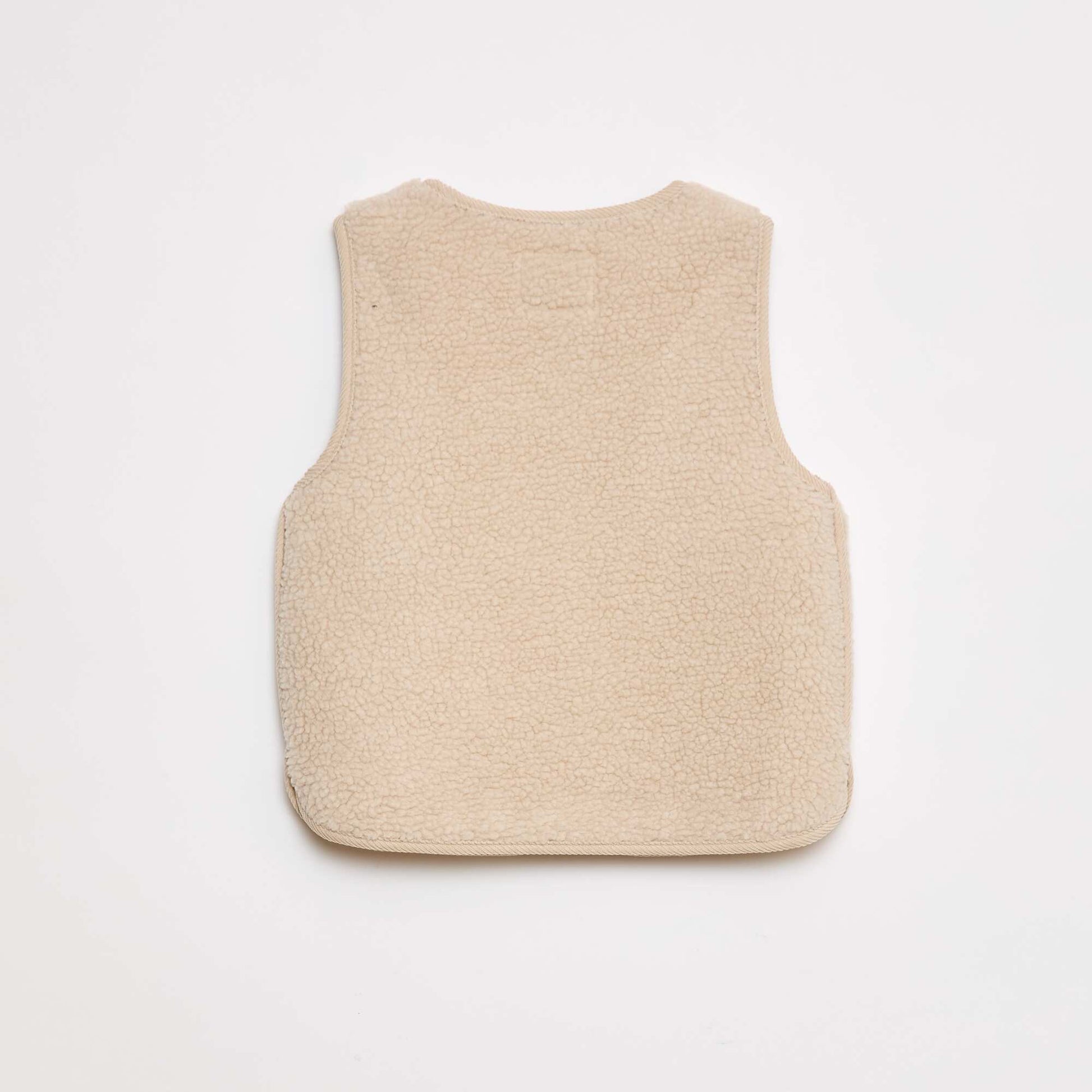 Sleeveless Shearling Effect Vest BEIGE