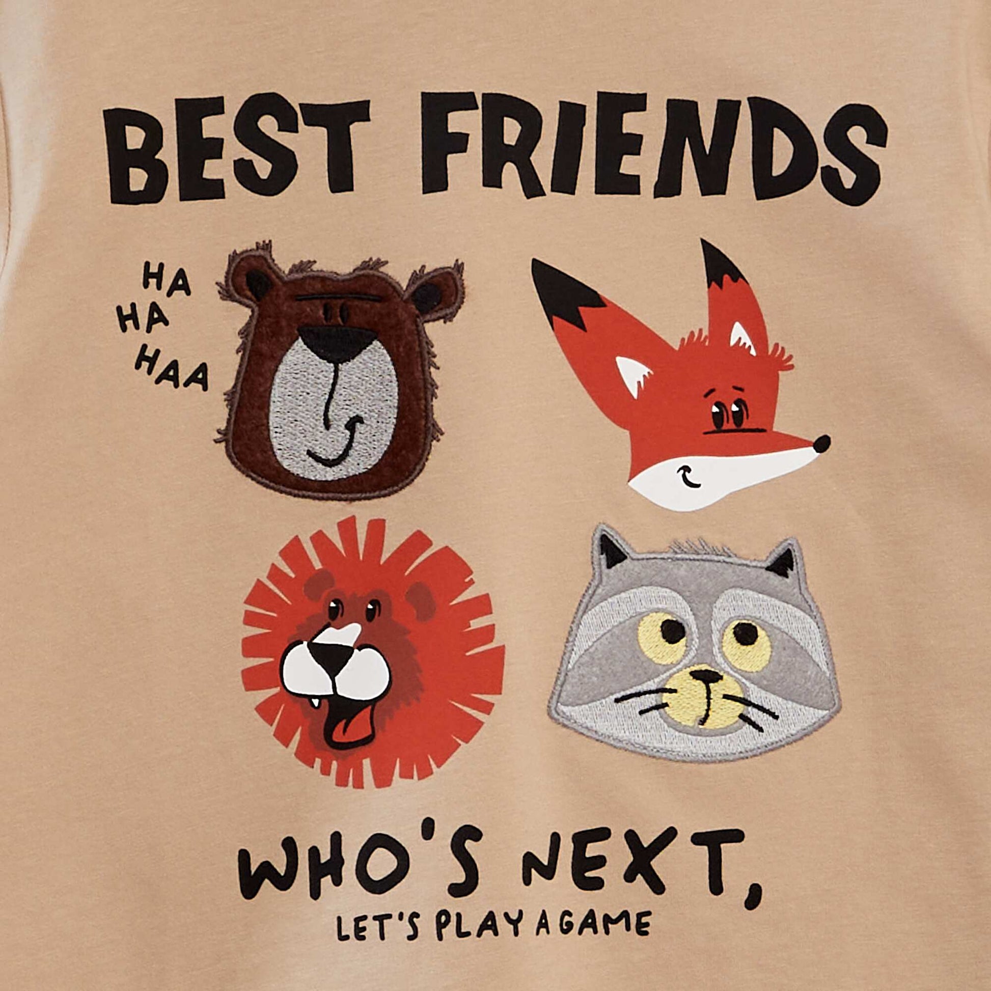 Printed long-sleeved T-shirt BROWN