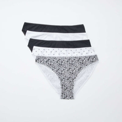 Pack of 5 pairs of briefs - plain and printed WHITE