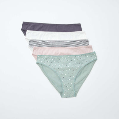 Pack of 5 pairs of briefs - plain and printed WHITE