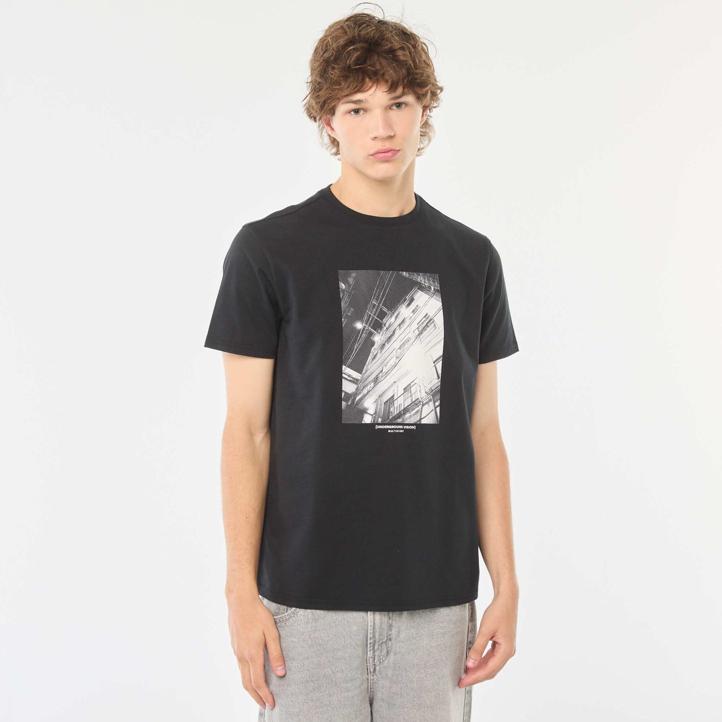 Printed short-sleeved T-shirt BLACK