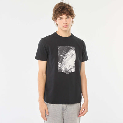 Printed short-sleeved T-shirt BLACK