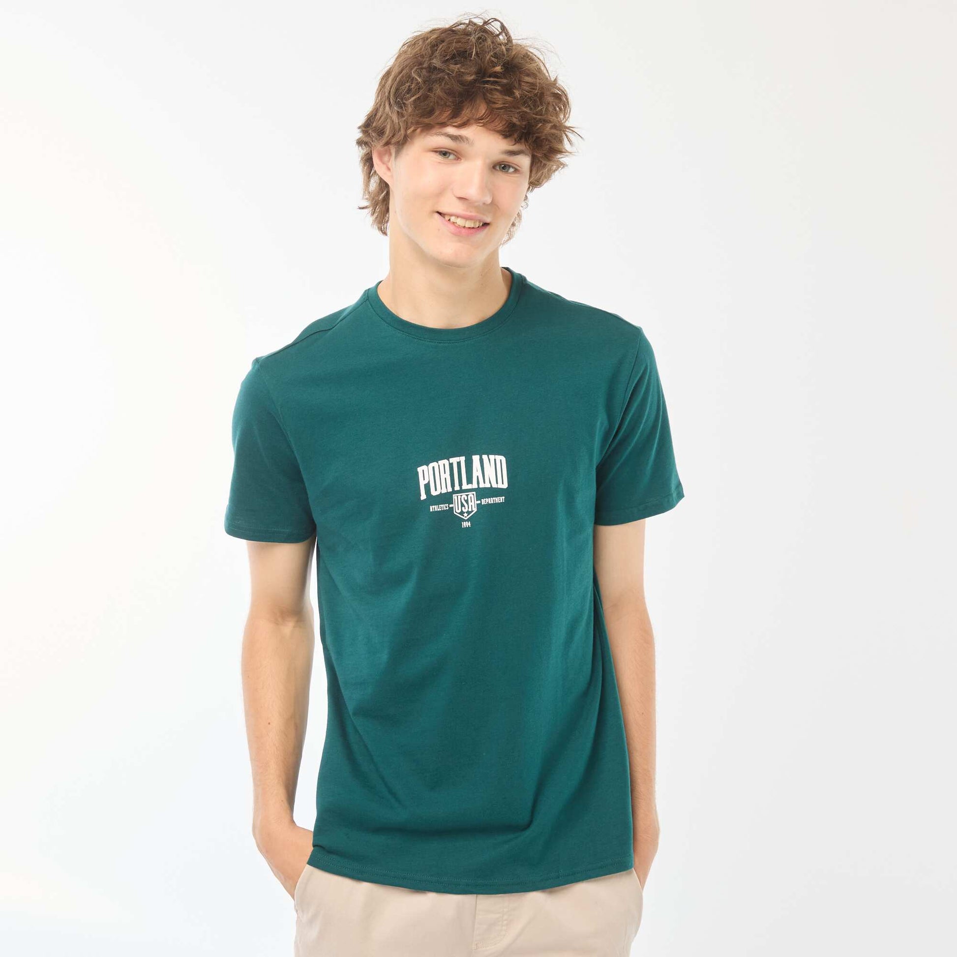 Printed short-sleeved T-shirt GREEN