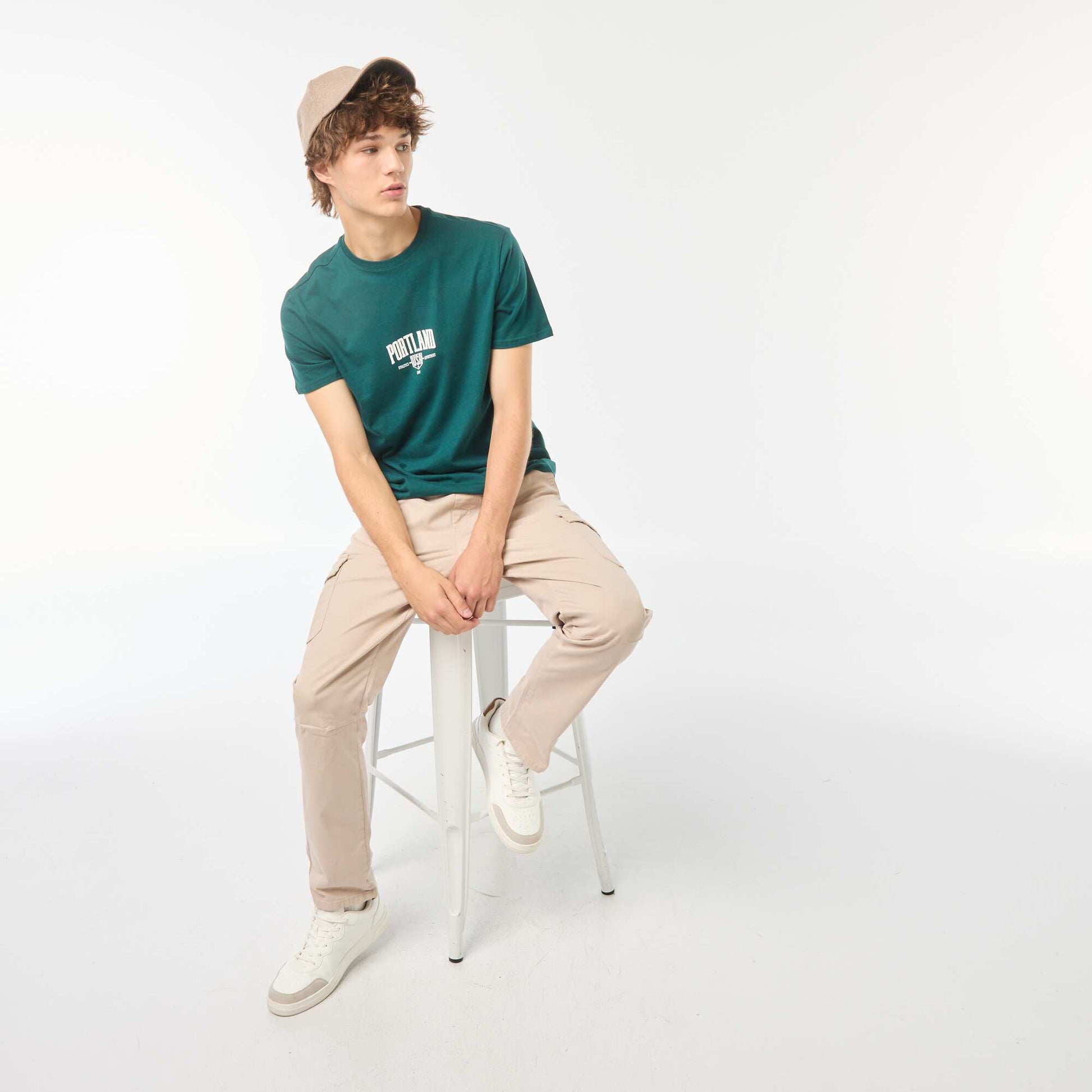 Printed short-sleeved T-shirt GREEN