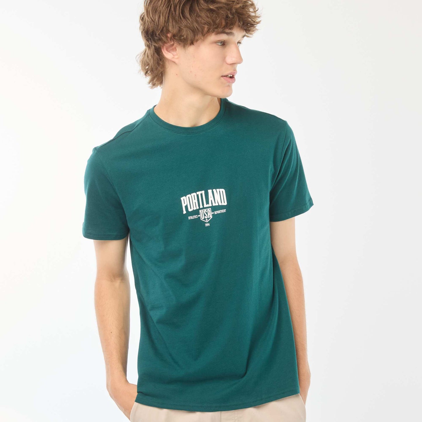 Printed short-sleeved T-shirt GREEN