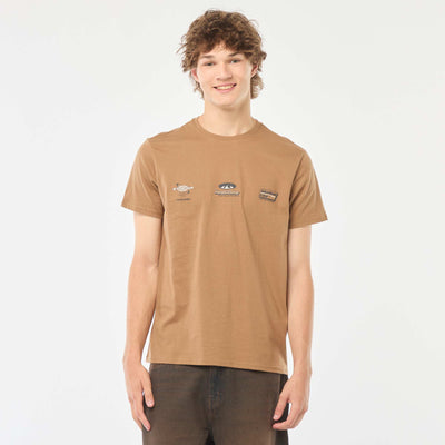 Printed short-sleeved T-shirt BROWN