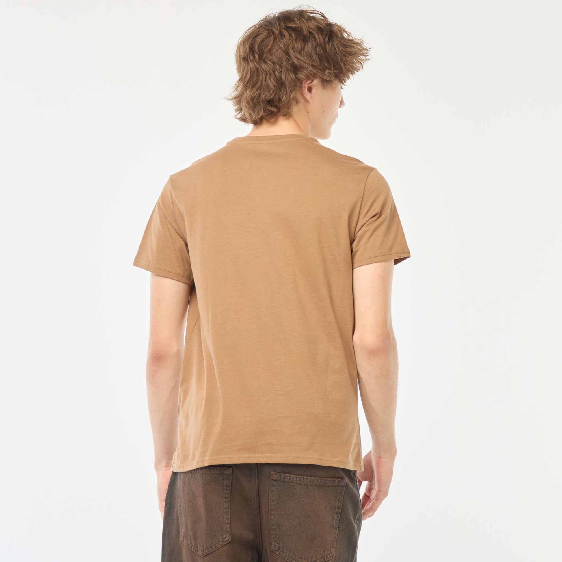 Printed short-sleeved T-shirt BROWN