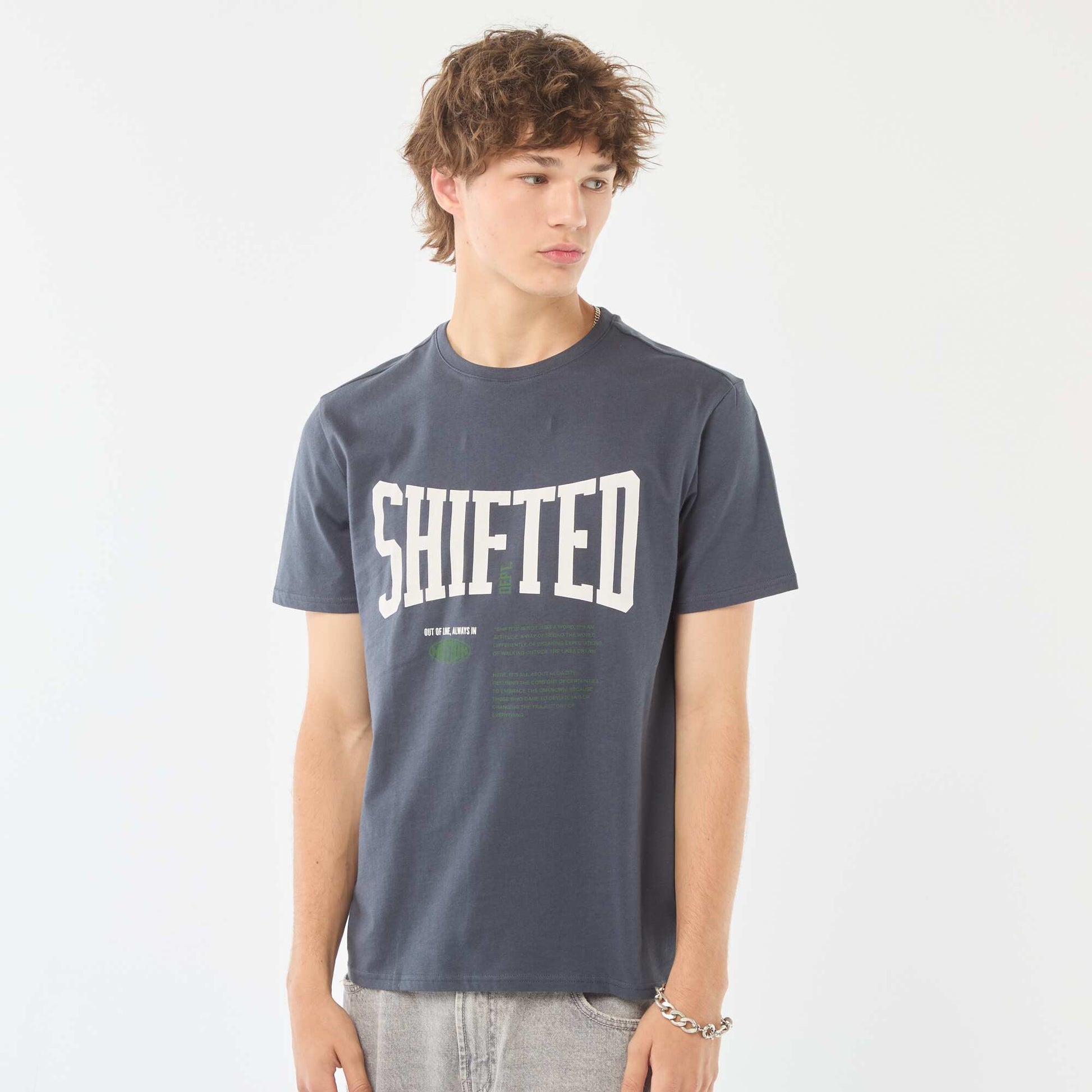 Printed short-sleeved T-shirt BLUE