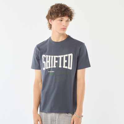 Printed short-sleeved T-shirt BLUE
