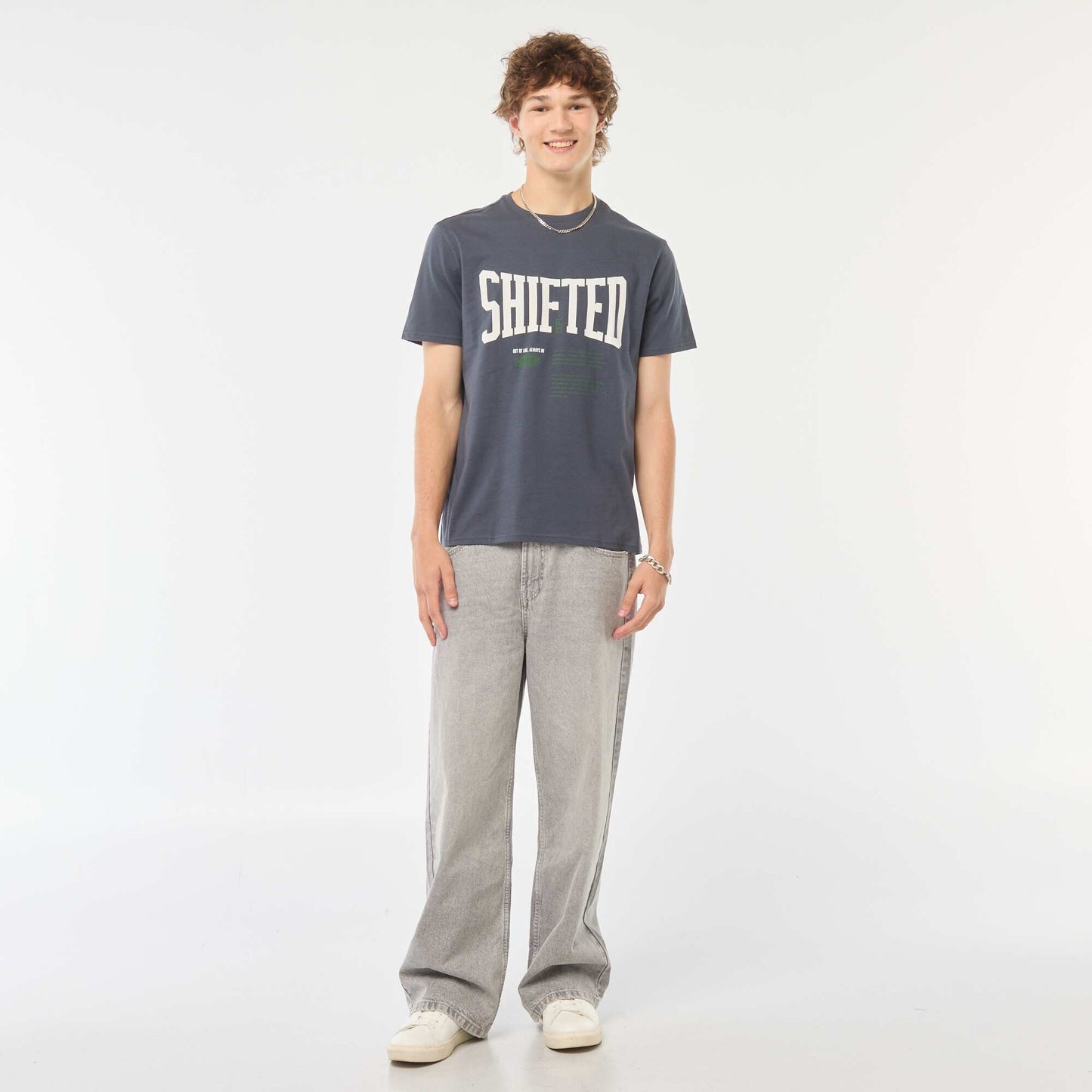 Printed short-sleeved T-shirt BLUE