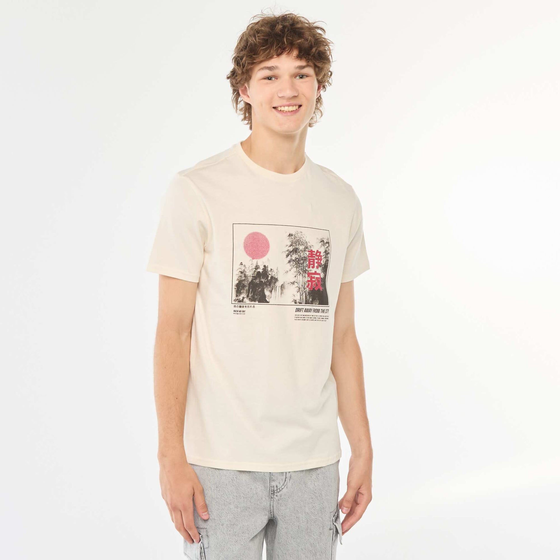Printed short-sleeved T-shirt WHITE