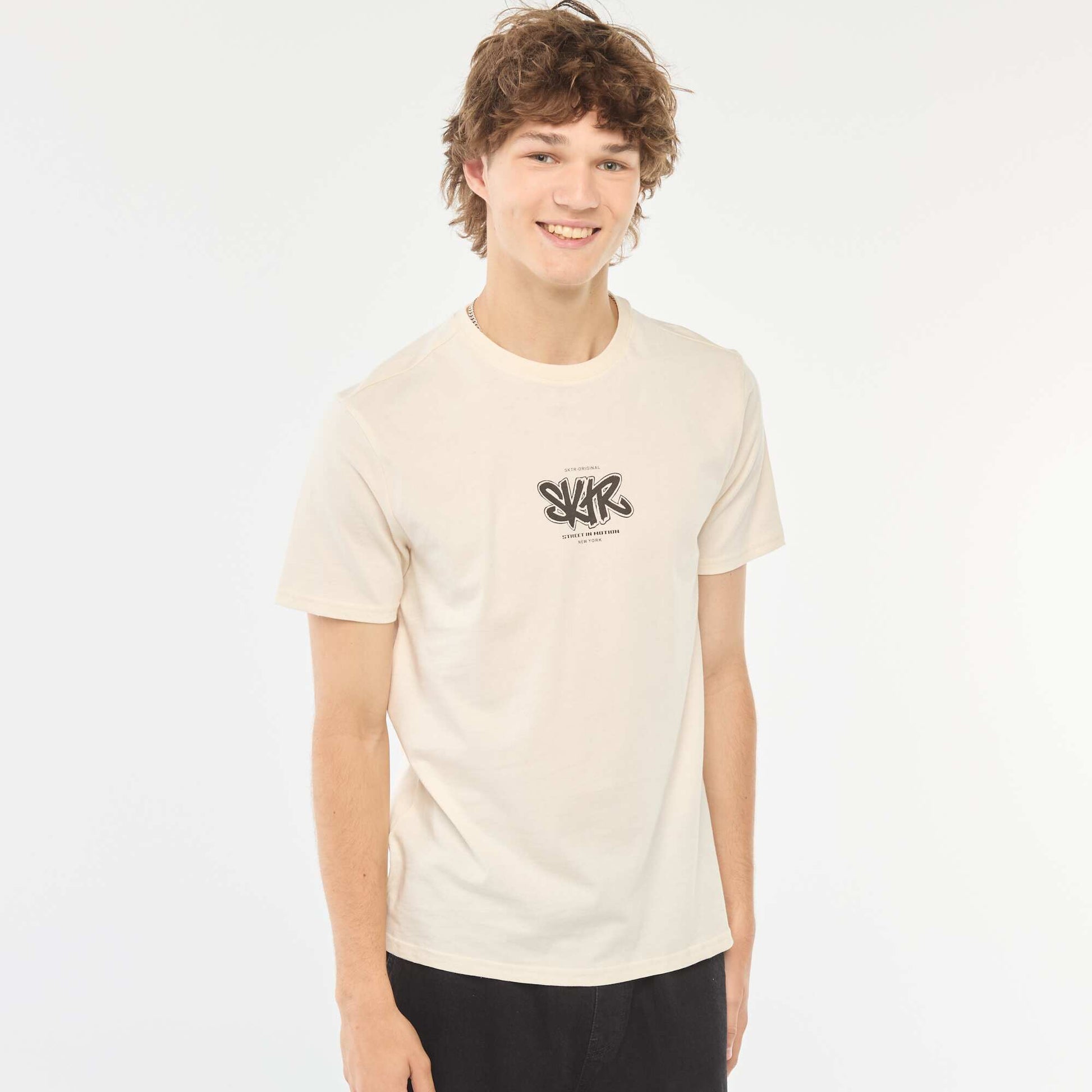 Printed short-sleeved T-shirt WHITE