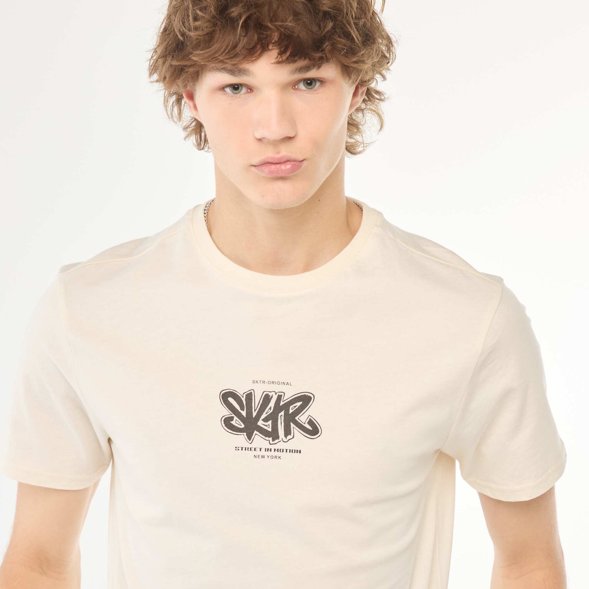 Printed short-sleeved T-shirt WHITE