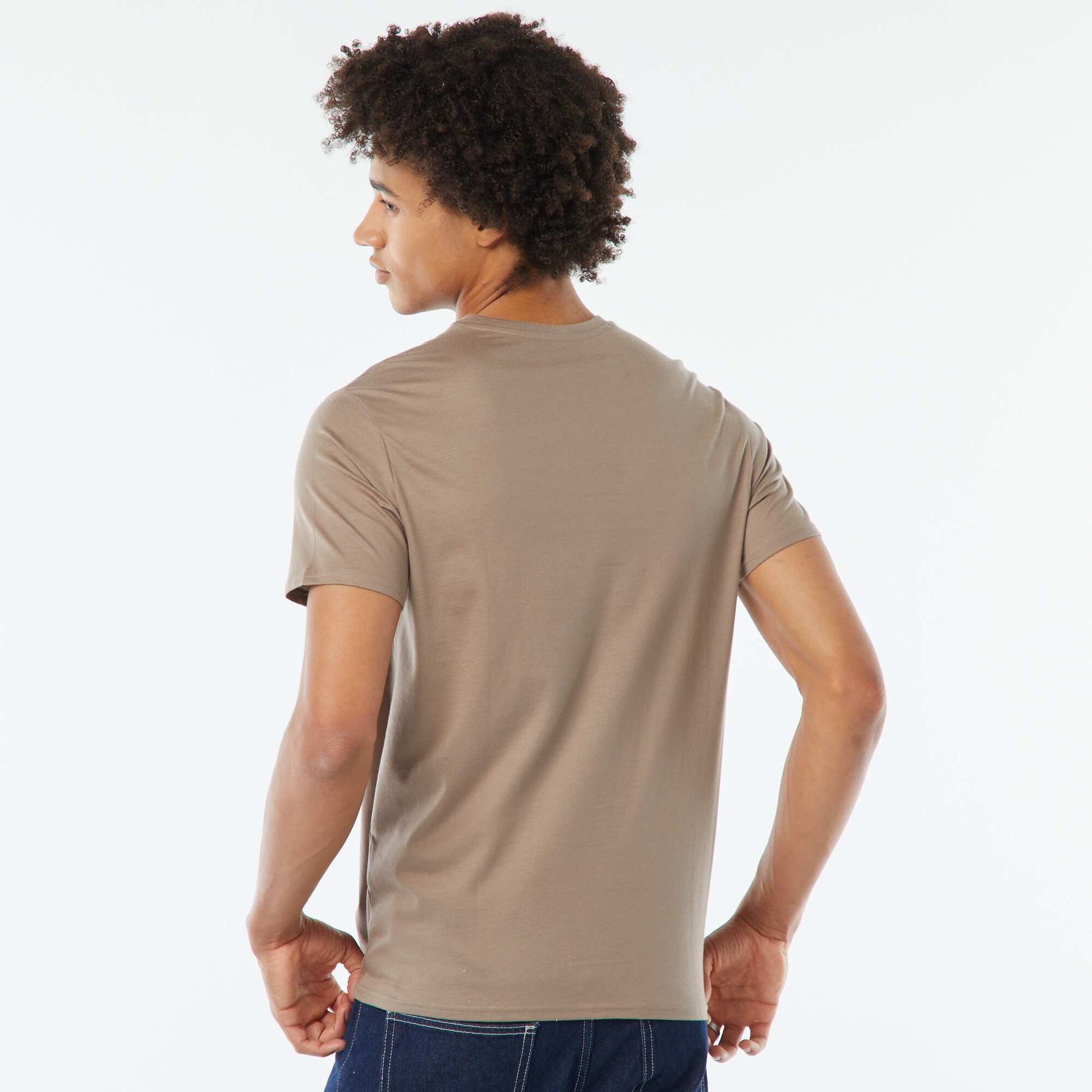 Printed short-sleeved T-shirt BEIGE