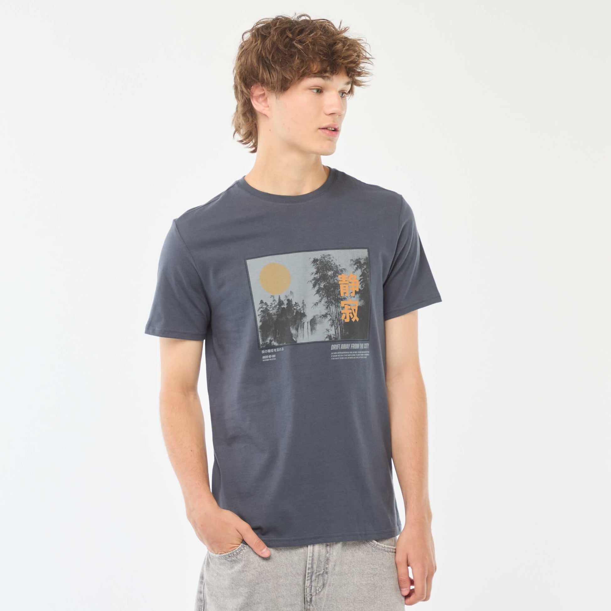 Printed short-sleeved T-shirt BLUE