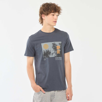 Printed short-sleeved T-shirt BLUE