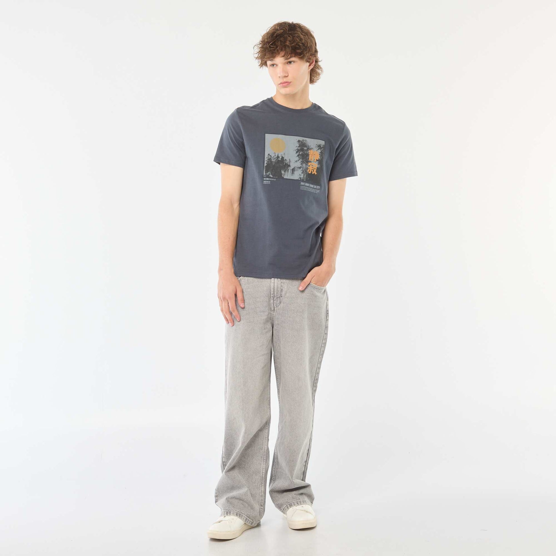 Printed short-sleeved T-shirt BLUE