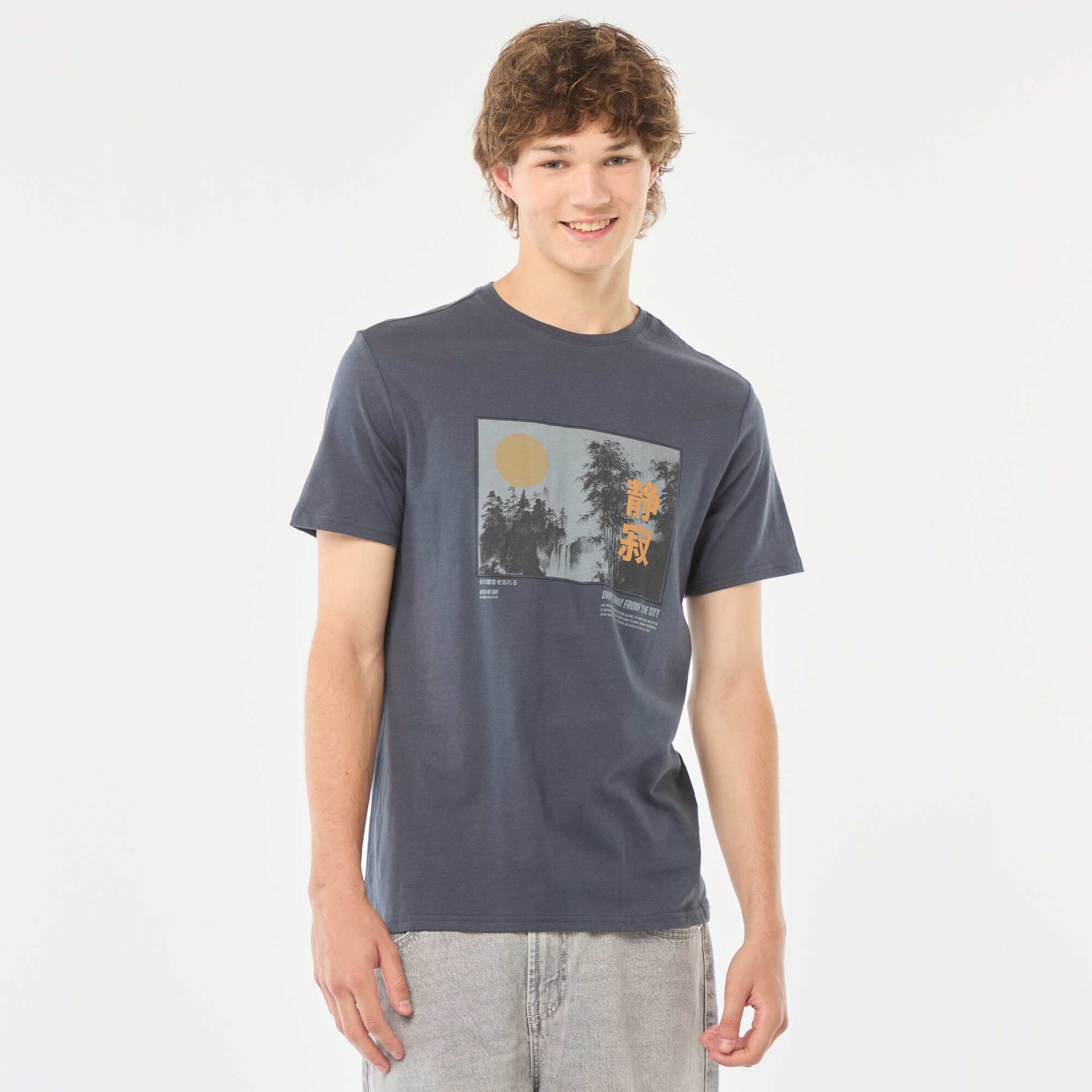 Printed short-sleeved T-shirt BLUE